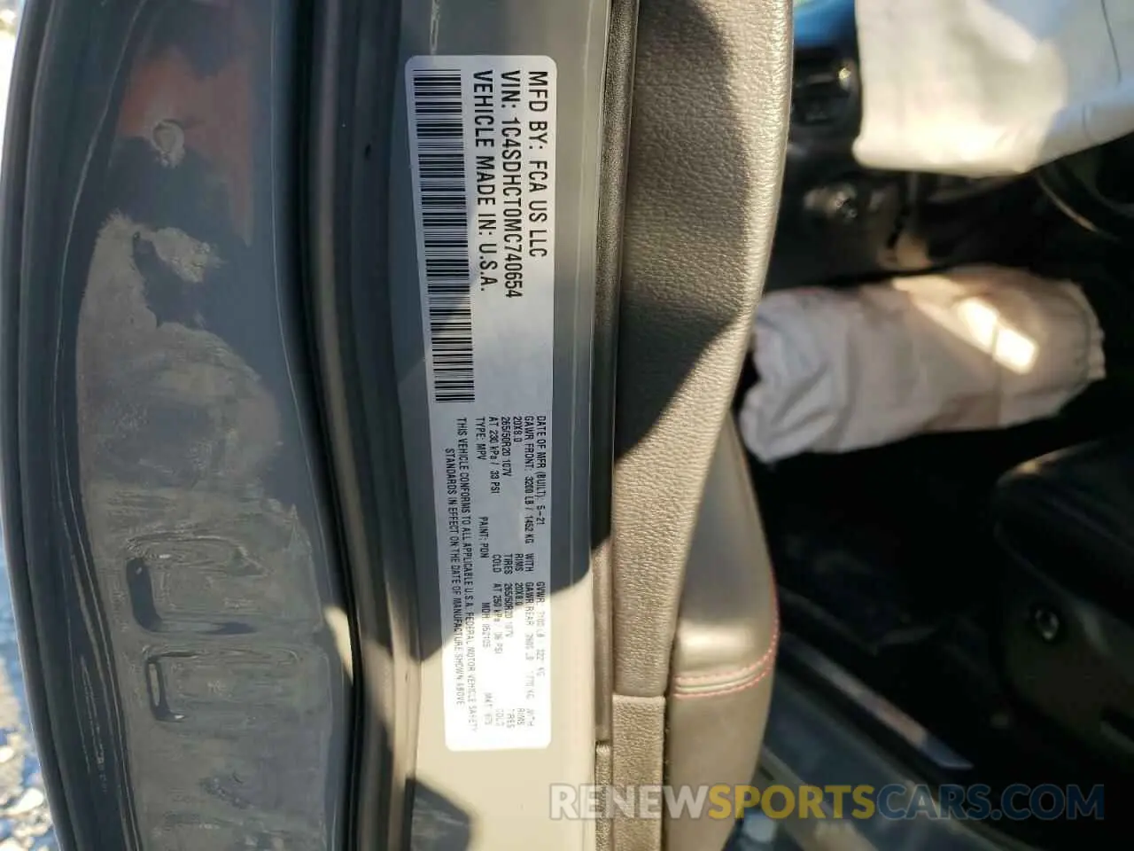 13 Фотография поврежденного автомобиля 1C4SDHCT0MC740654 DODGE DURANGO 2021