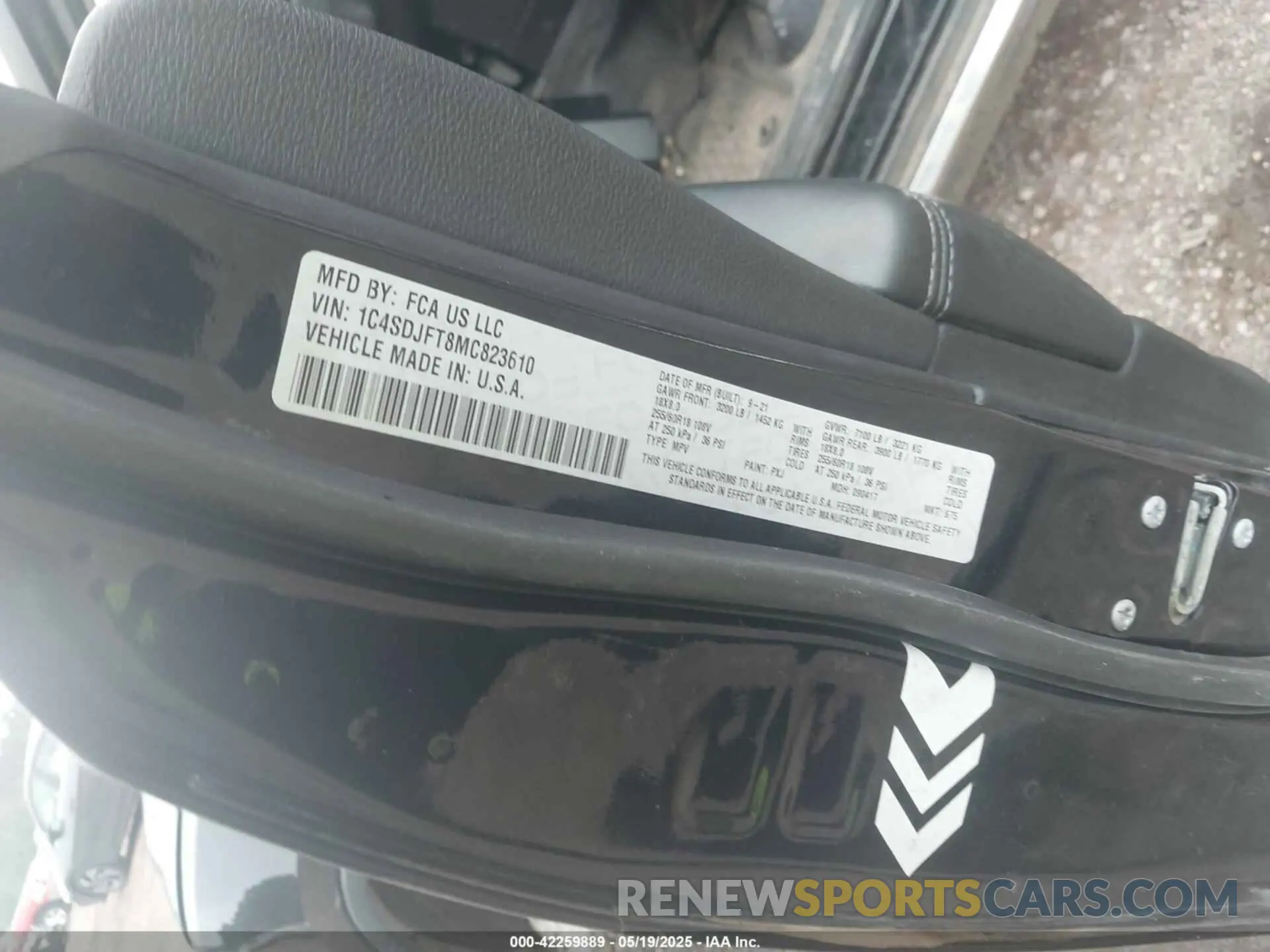 9 Photograph of a damaged car 1C4SDJFT8MC823610 DODGE DURANGO 2021
