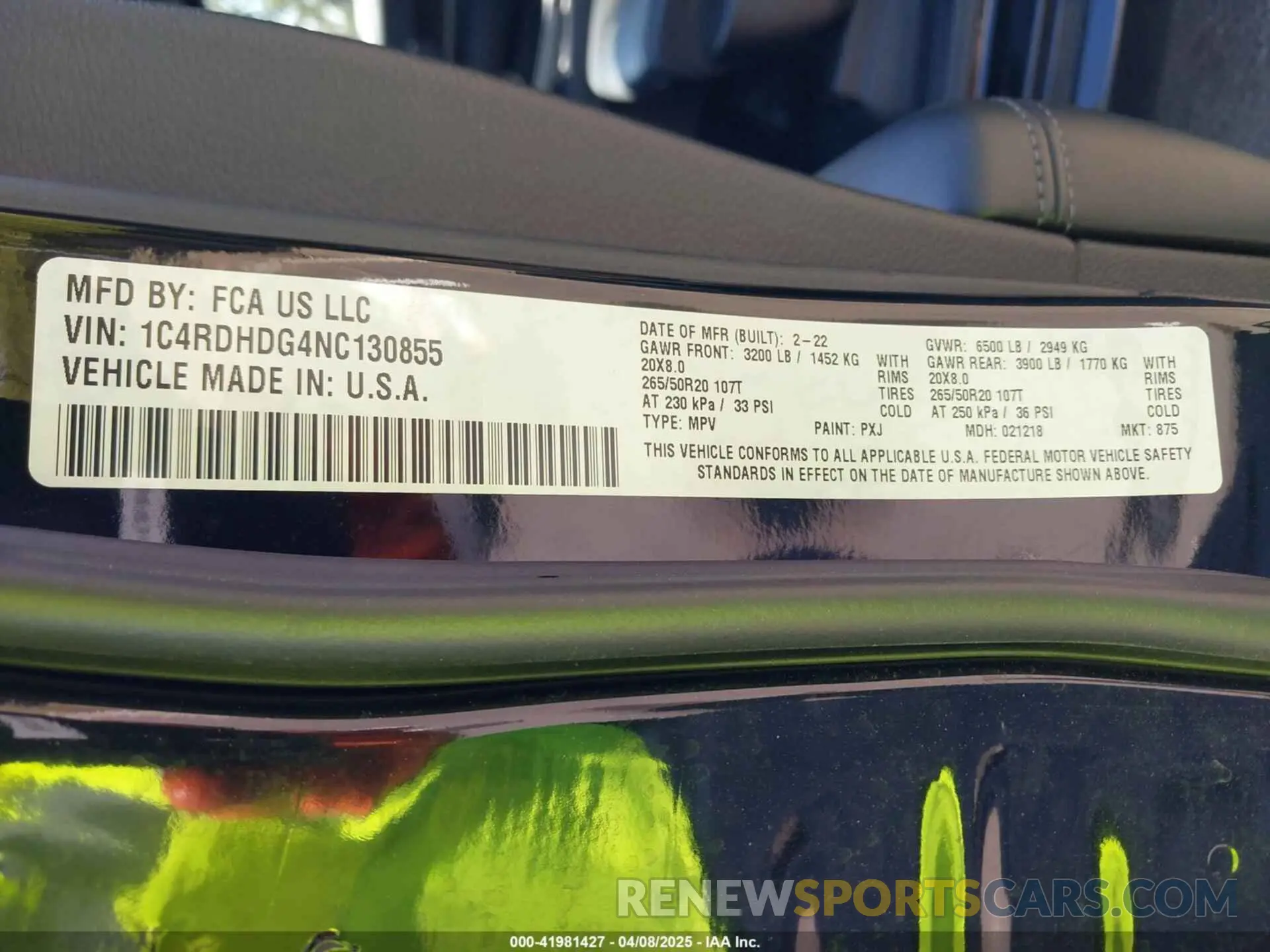 9 Фотография поврежденного автомобиля 1C4RDHDG4NC130855 DODGE DURANGO 2022