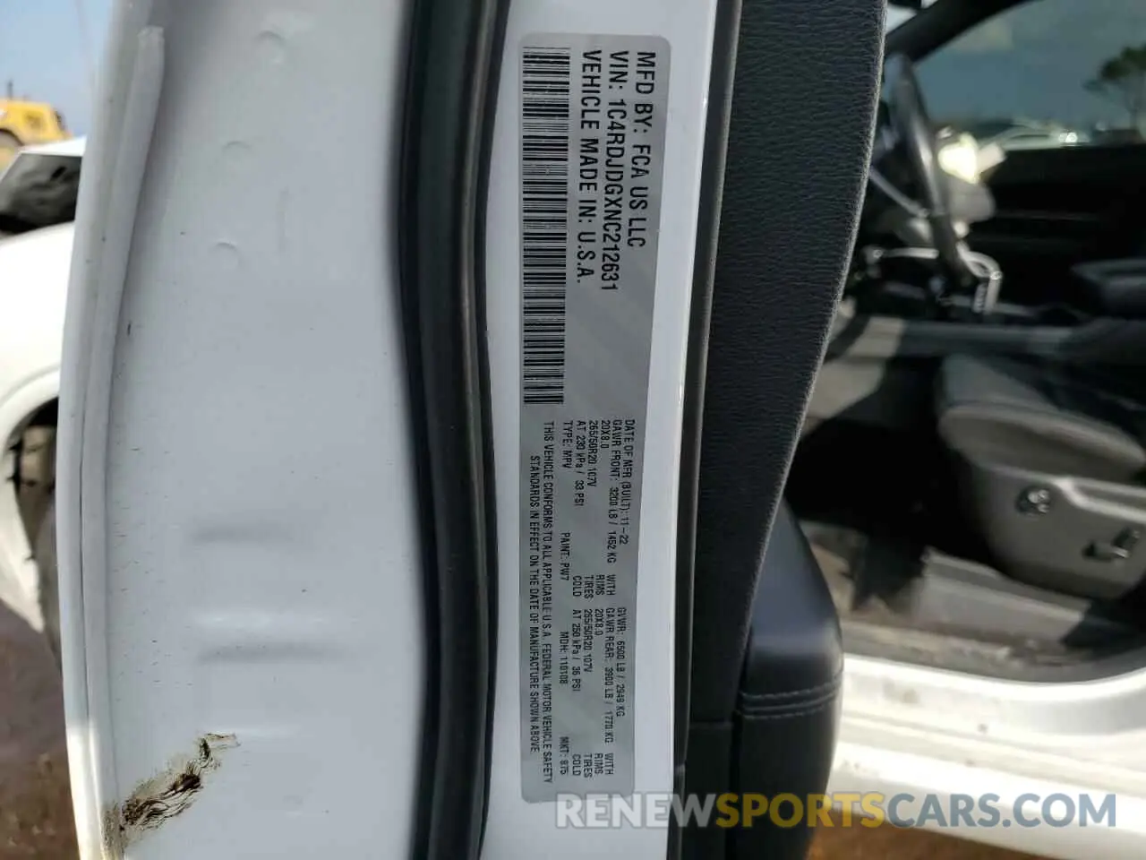 13 Photograph of a damaged car 1C4RDJDGXNC212631 DODGE DURANGO 2022