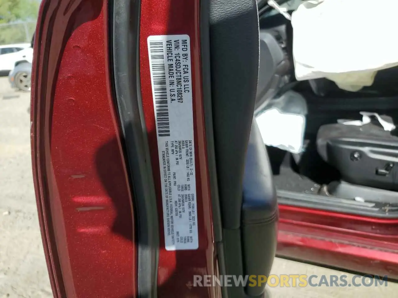 13 Photograph of a damaged car 1C4SDJCT8NC108297 DODGE DURANGO 2022