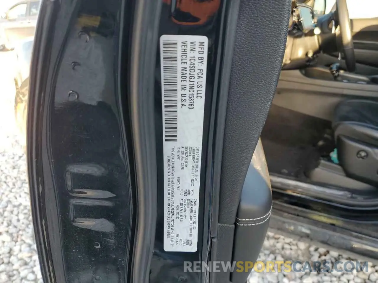 13 Фотография поврежденного автомобиля 1C4SDJGJ1NC158760 DODGE DURANGO 2022