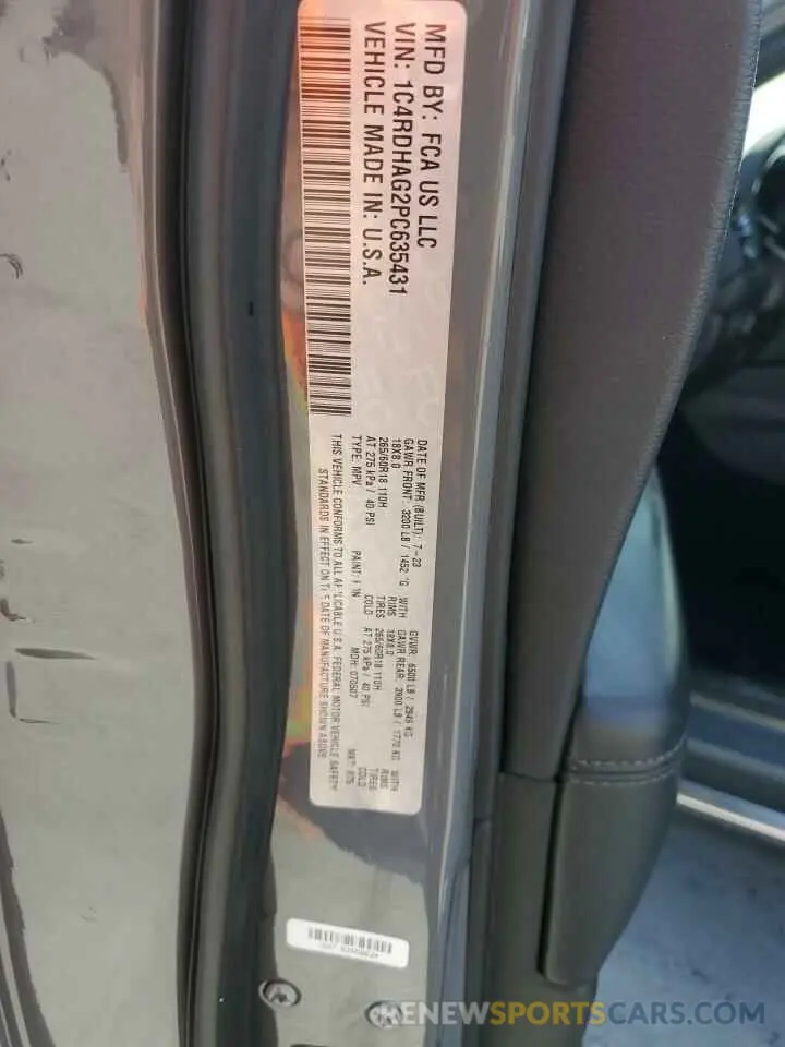 13 Фотография поврежденного автомобиля 1C4RDHAG2PC635431 DODGE DURANGO 2023