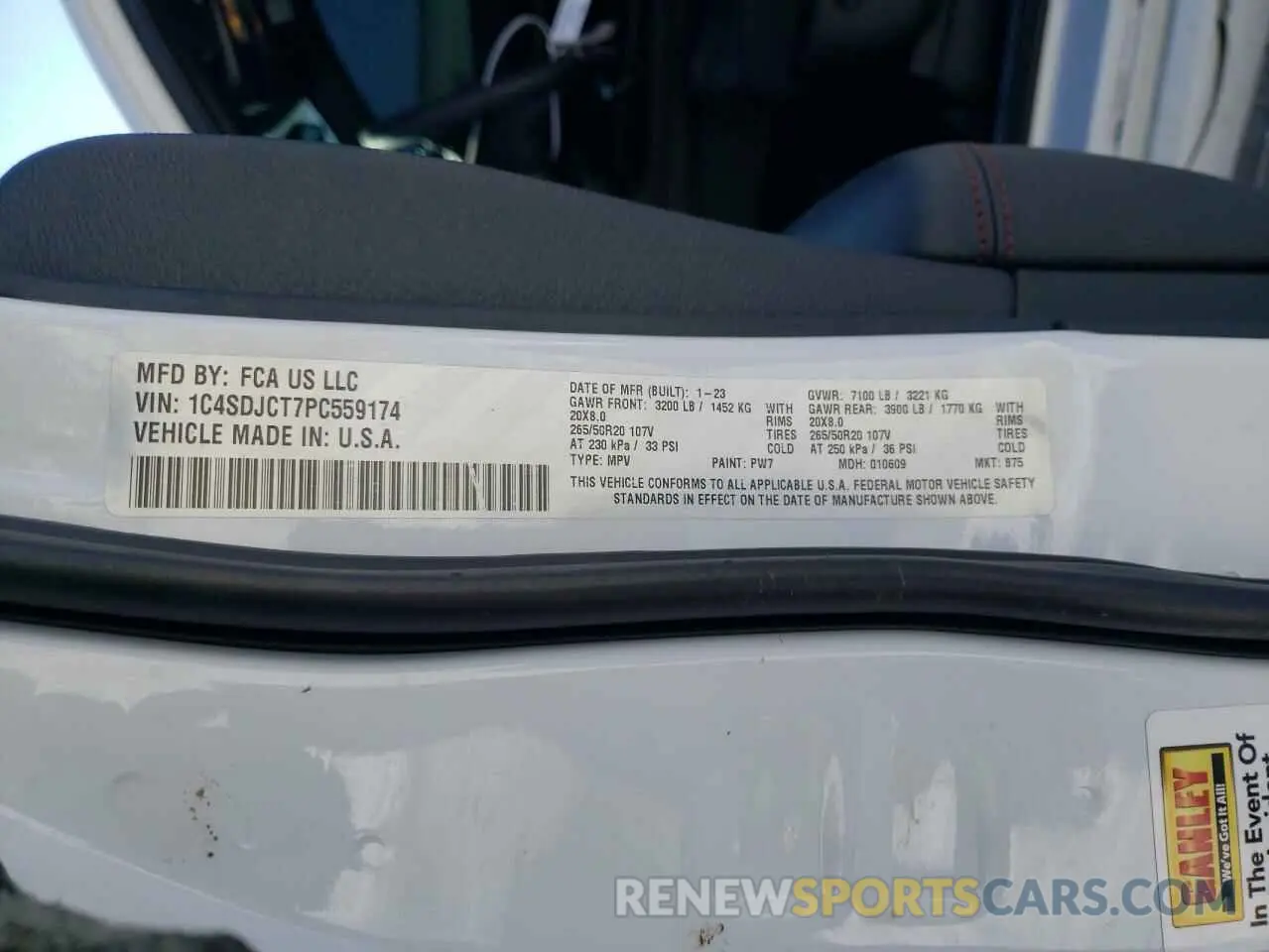 13 Photograph of a damaged car 1C4SDJCT7PC559174 DODGE DURANGO 2023