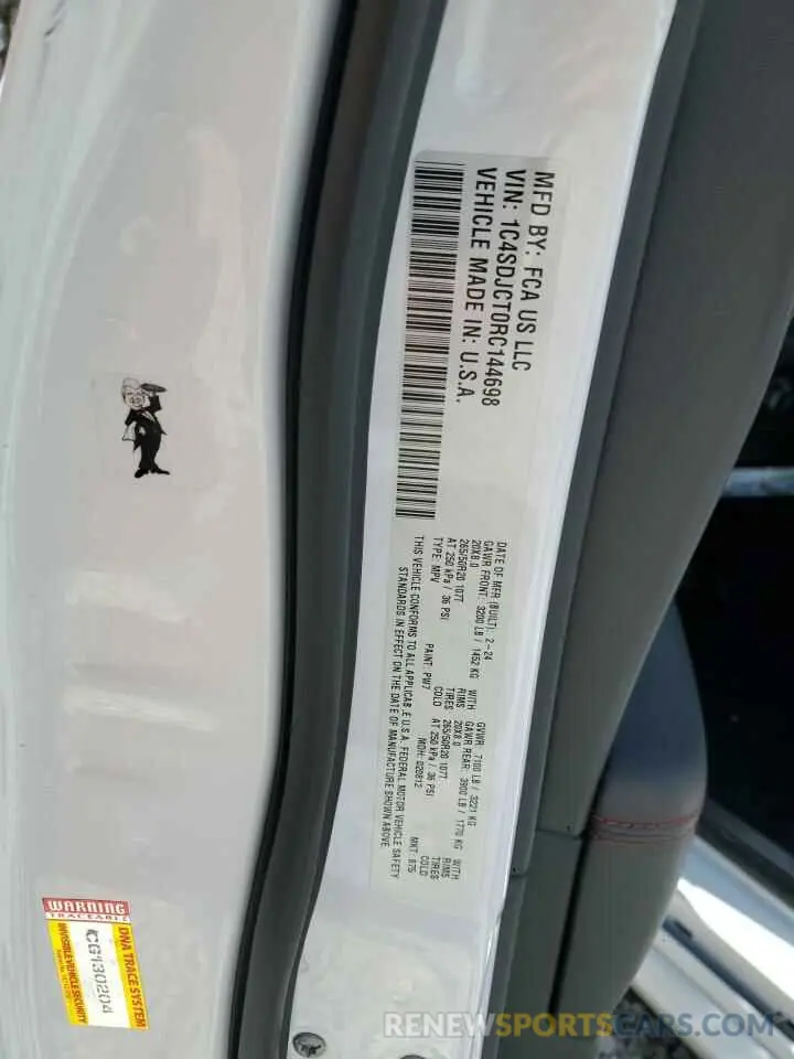 13 Фотография поврежденного автомобиля 1C4SDJCT0RC144698 DODGE DURANGO 2024
