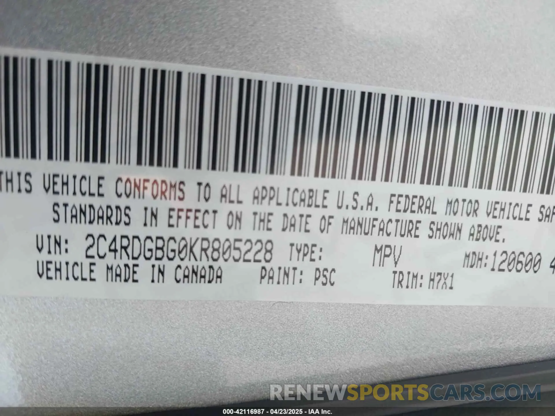 9 Фотография поврежденного автомобиля 2C4RDGBG0KR805228 DODGE GRAND CARAVAN 2019