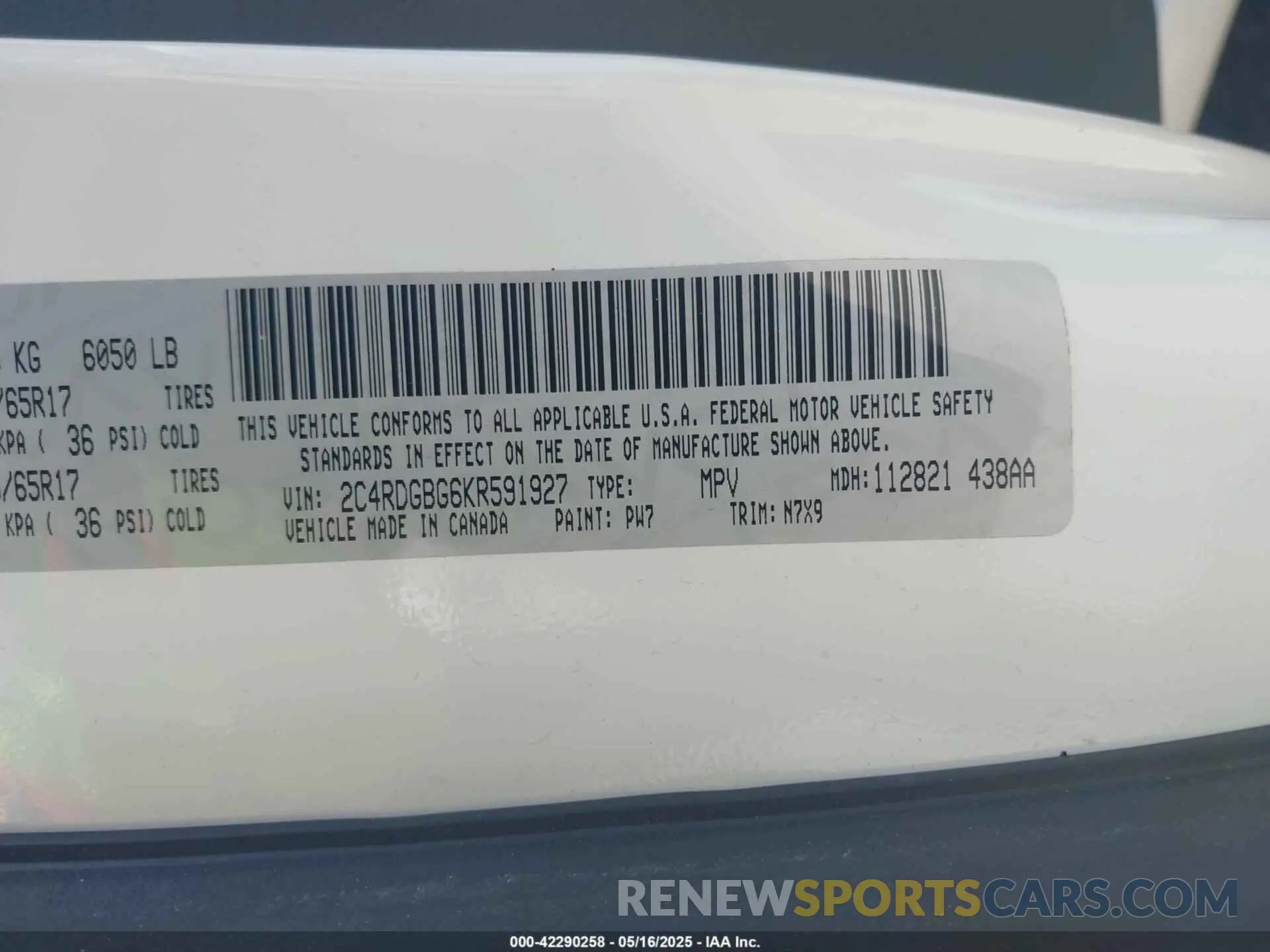 9 Фотография поврежденного автомобиля 2C4RDGBG6KR591927 DODGE GRAND CARAVAN 2019