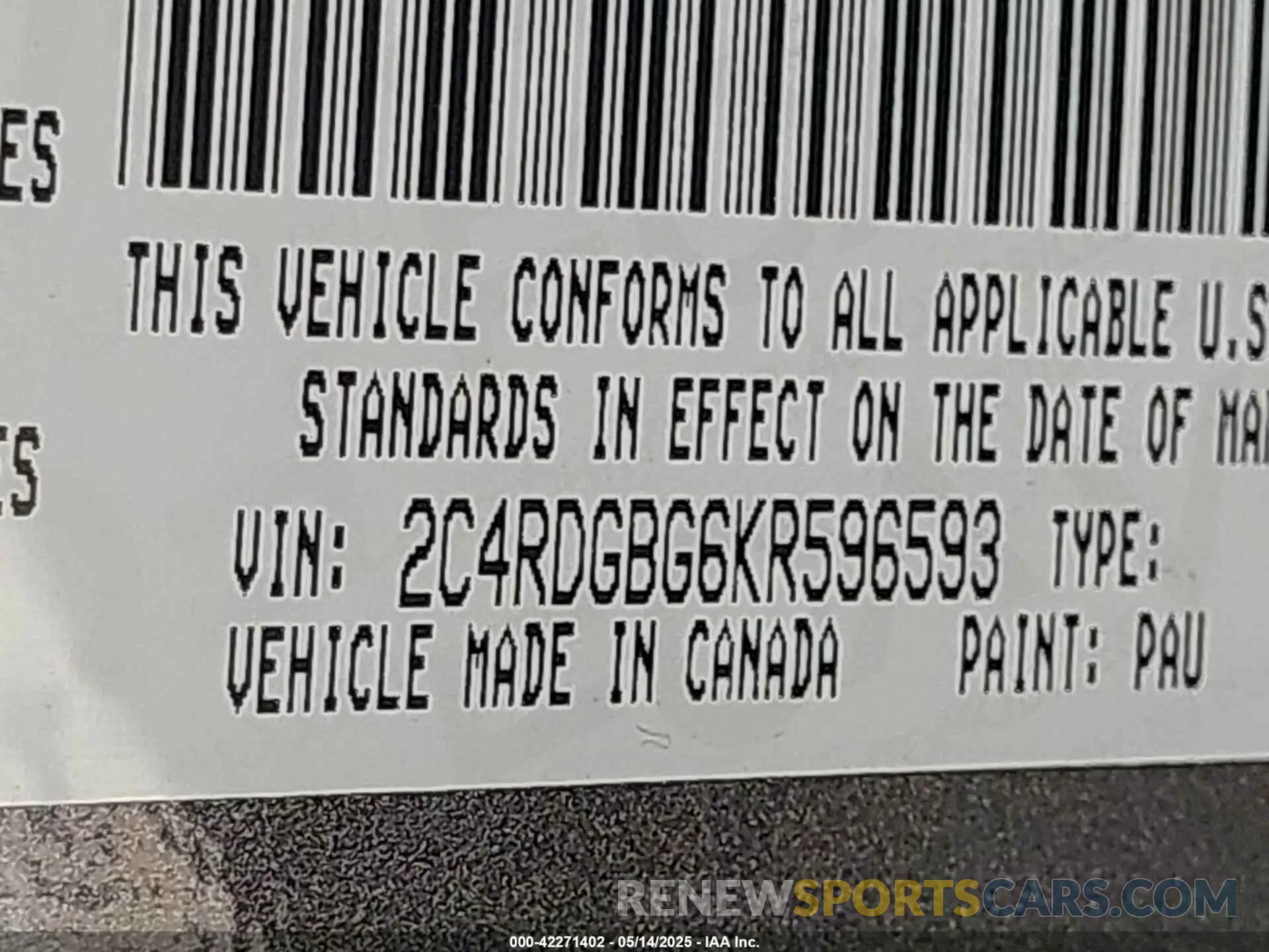 9 Photograph of a damaged car 2C4RDGBG6KR596593 DODGE GRAND CARAVAN 2019