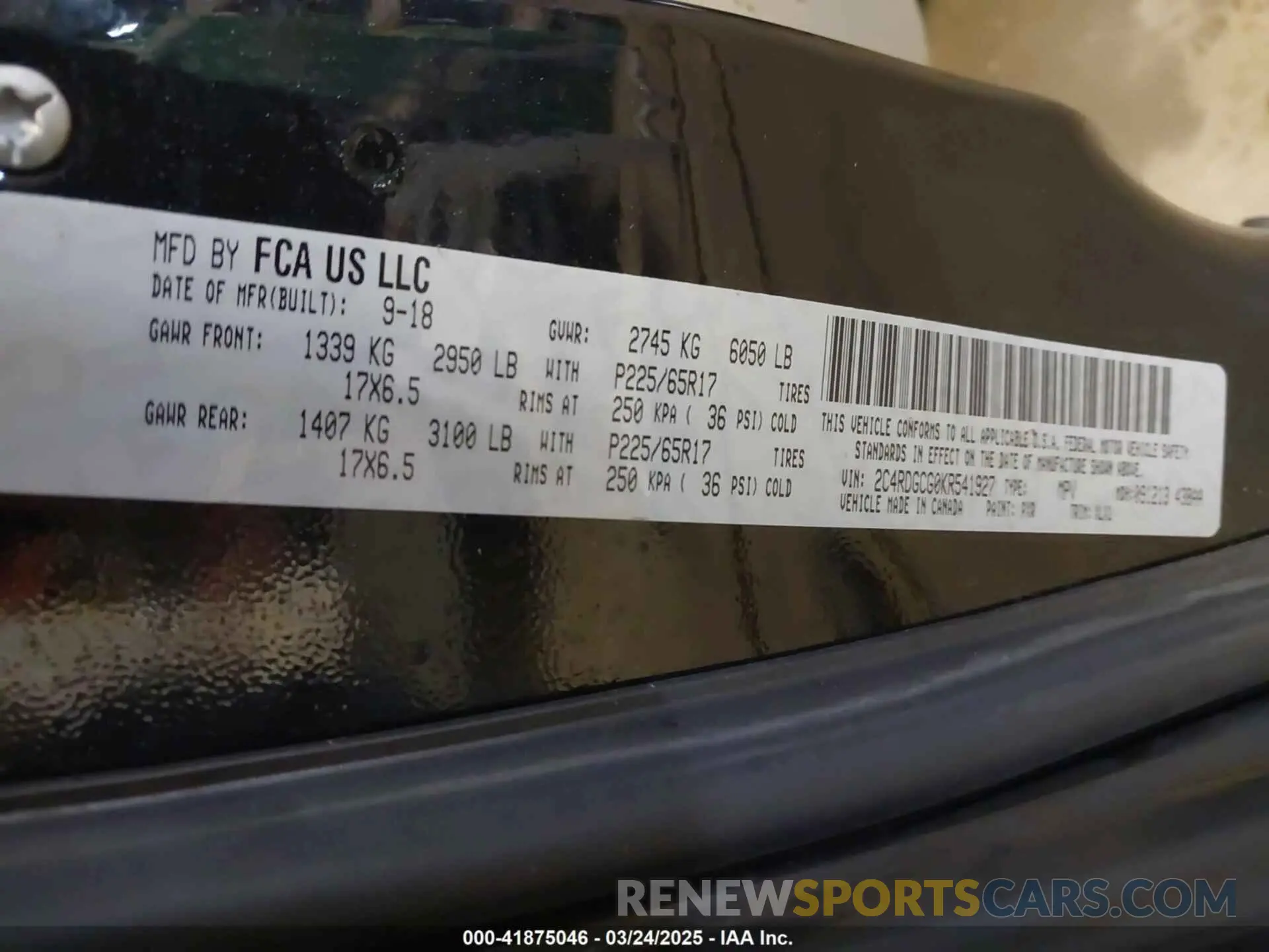9 Фотография поврежденного автомобиля 2C4RDGCG0KR541927 DODGE GRAND CARAVAN 2019