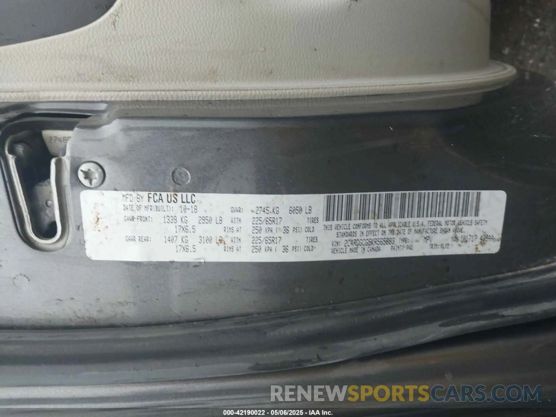 9 Фотография поврежденного автомобиля 2C4RDGCG5KR565883 DODGE GRAND CARAVAN 2019