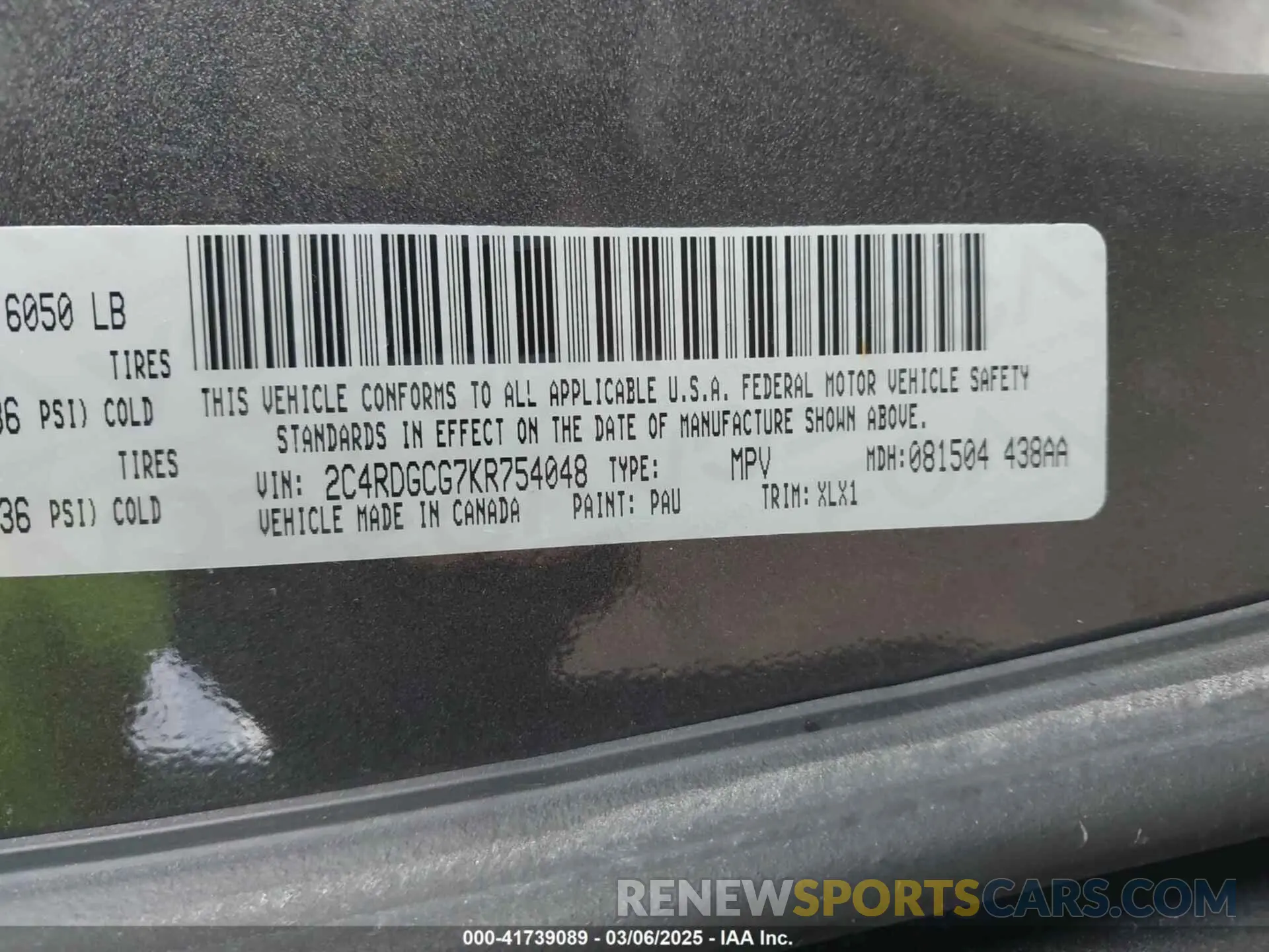 9 Photograph of a damaged car 2C4RDGCG7KR754048 DODGE GRAND CARAVAN 2019