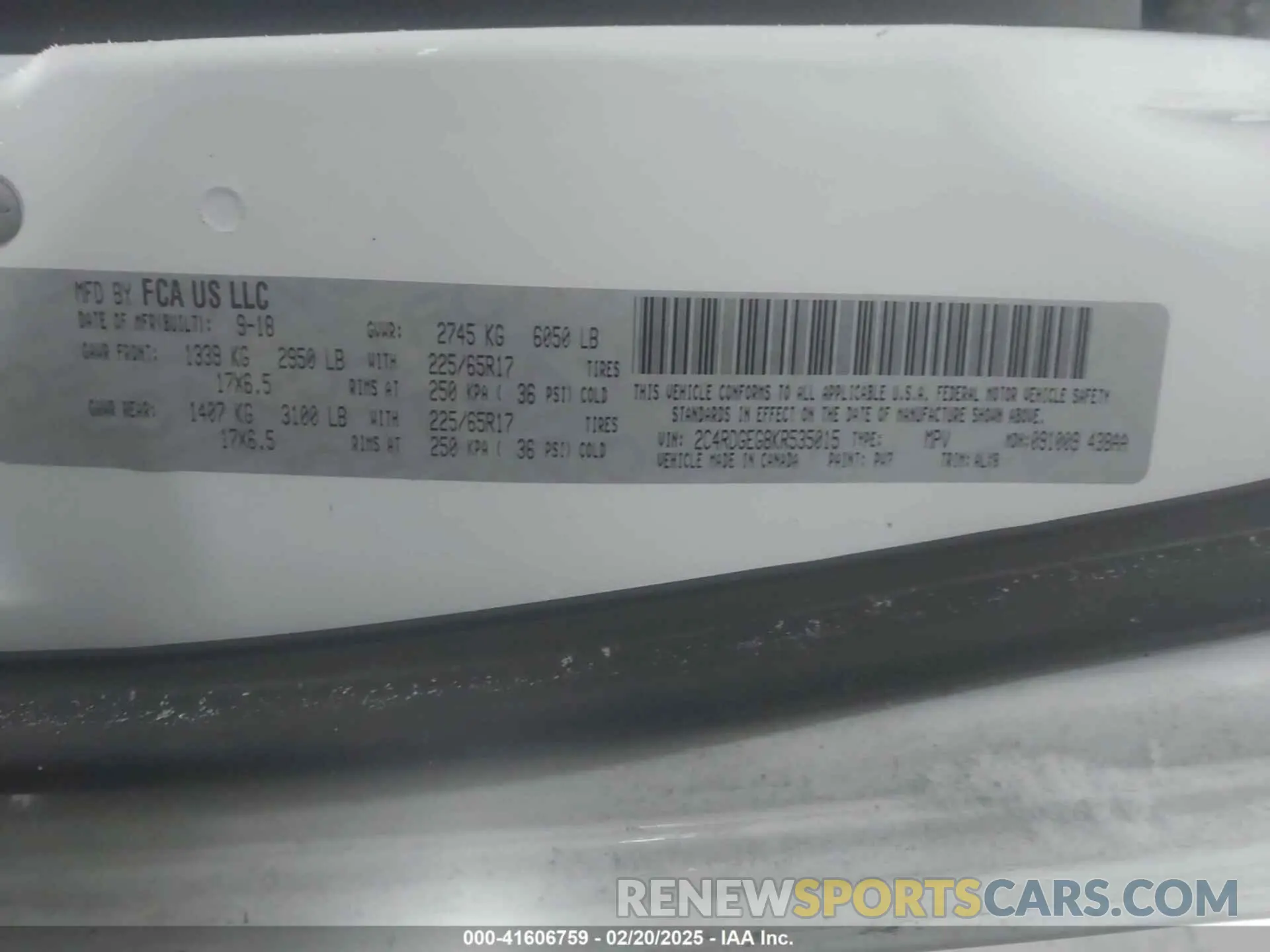 9 Фотография поврежденного автомобиля 2C4RDGEG8KR535015 DODGE GRAND CARAVAN 2019
