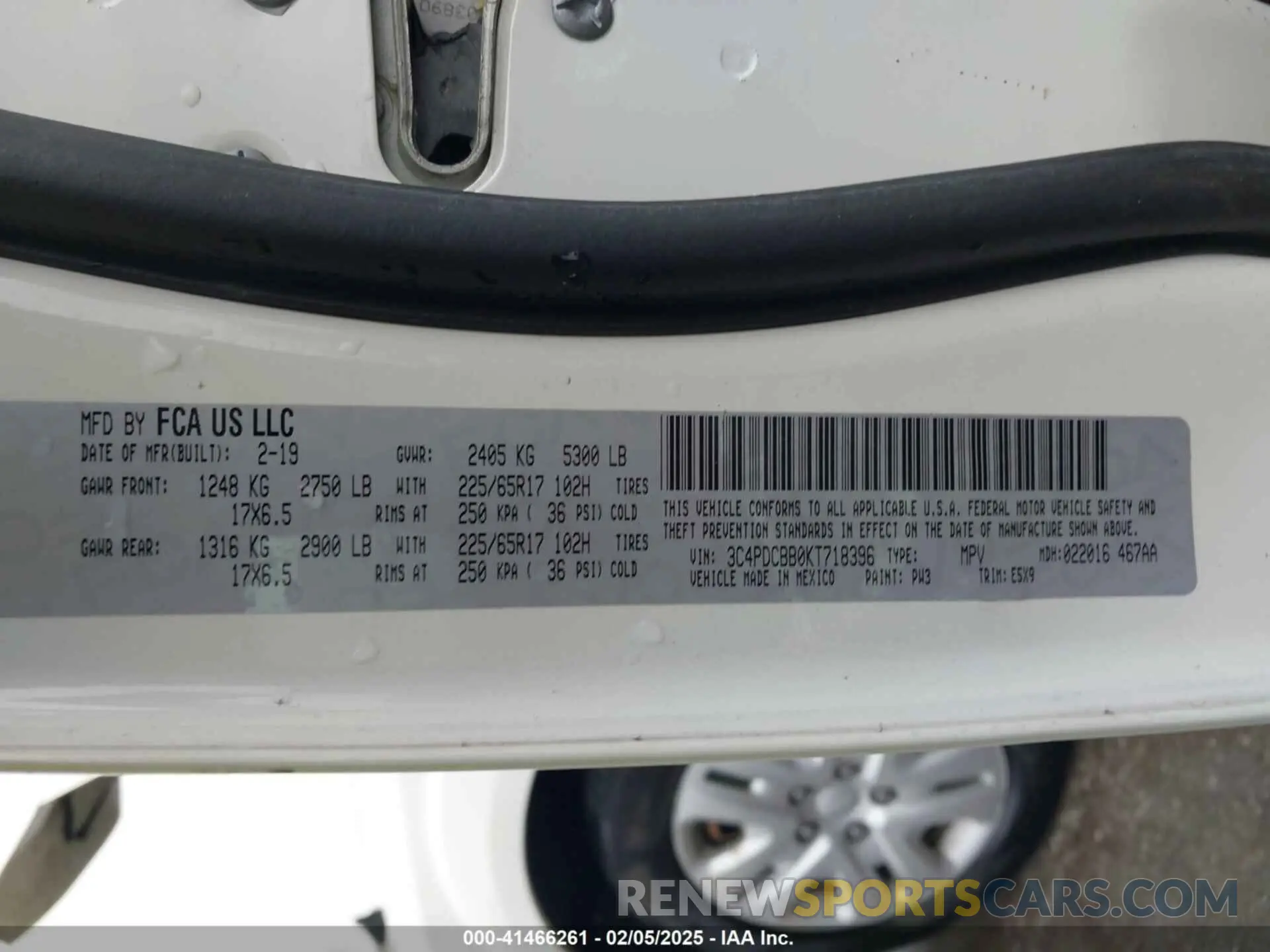 9 Фотография поврежденного автомобиля 3C4PDCBB0KT718396 DODGE JOURNEY 2019