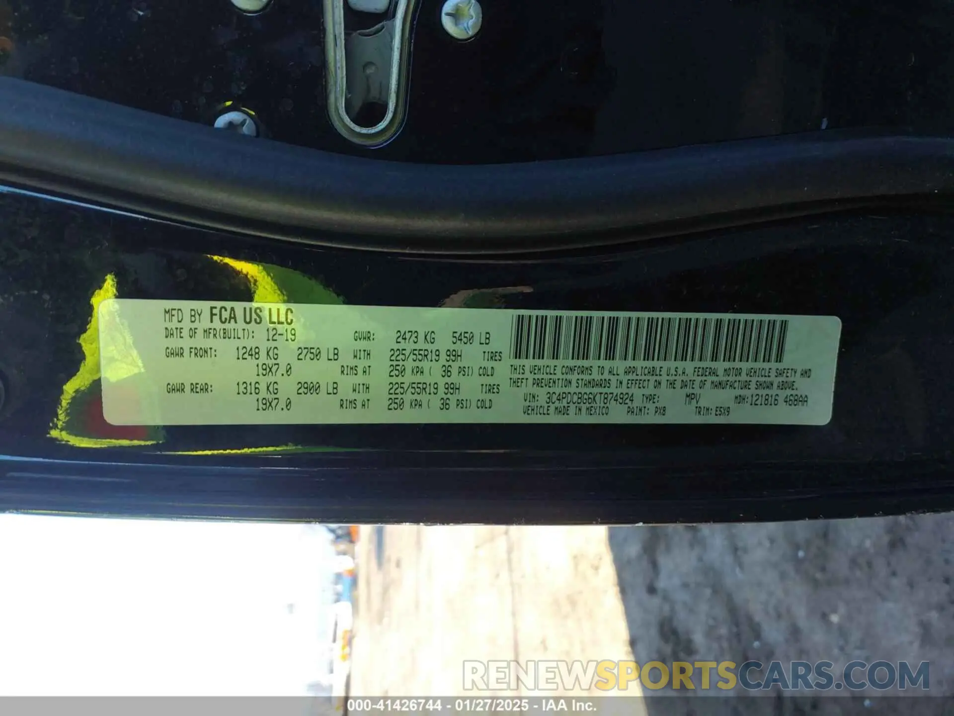 9 Фотография поврежденного автомобиля 3C4PDCBG6KT874924 DODGE JOURNEY 2019