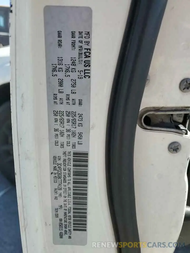 13 Photograph of a damaged car 3C4PDCBG8KT774128 DODGE JOURNEY 2019