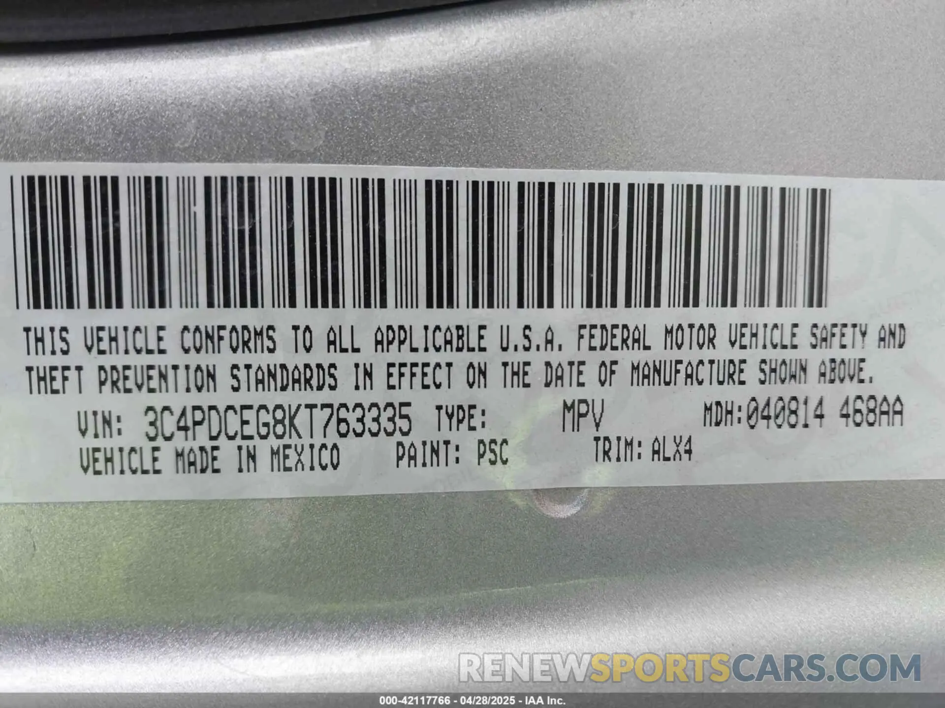 9 Photograph of a damaged car 3C4PDCEG8KT763335 DODGE JOURNEY 2019