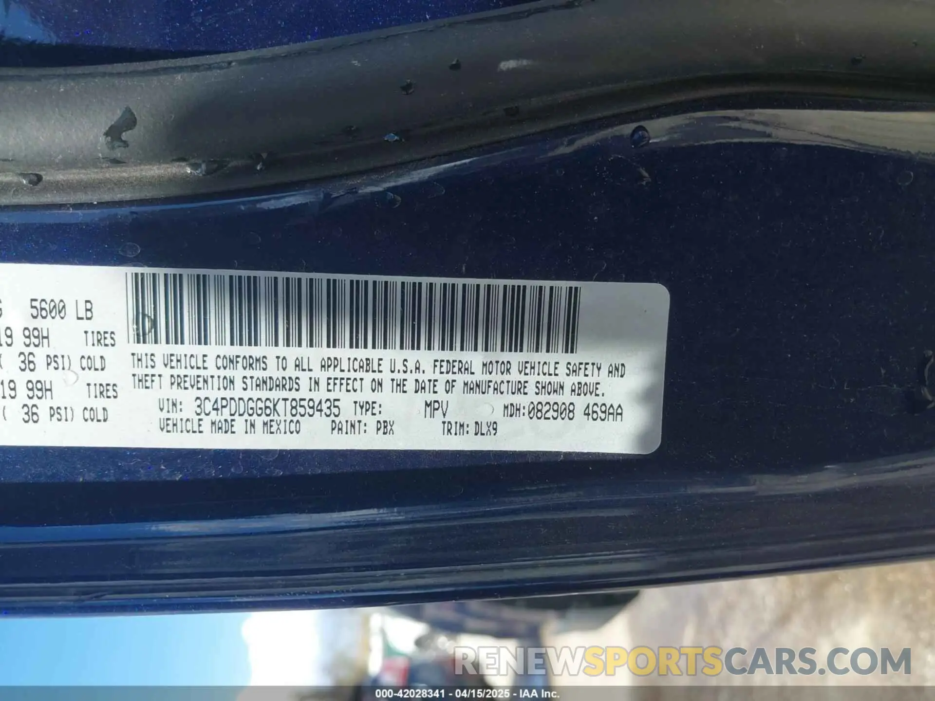 9 Фотография поврежденного автомобиля 3C4PDDGG6KT859435 DODGE JOURNEY 2019