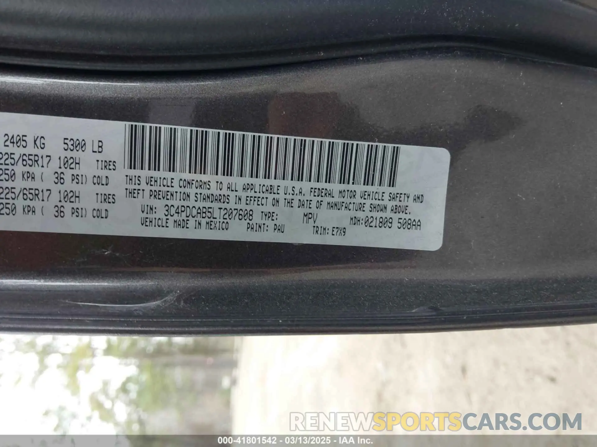 9 Фотография поврежденного автомобиля 3C4PDCAB5LT207608 DODGE JOURNEY 2020