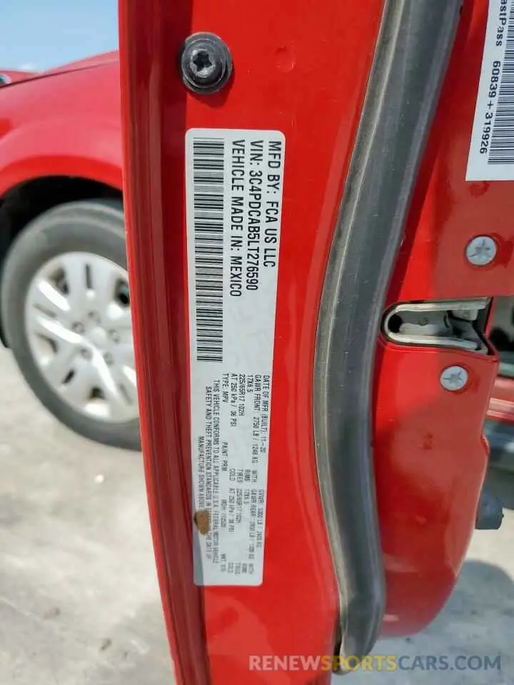 12 Photograph of a damaged car 3C4PDCAB5LT276590 DODGE JOURNEY 2020