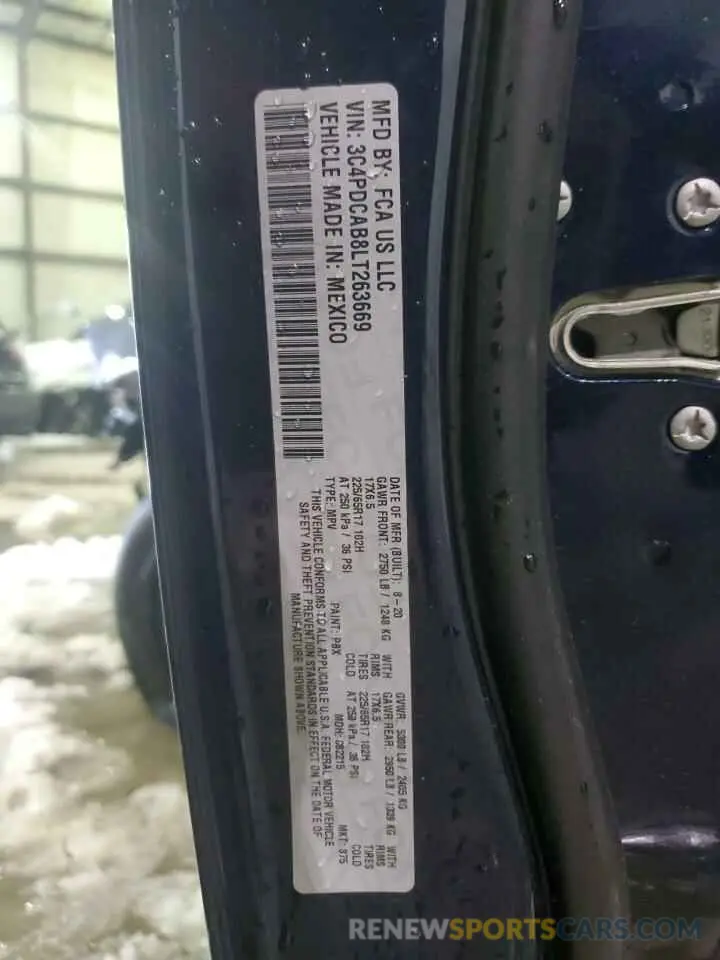 14 Photograph of a damaged car 3C4PDCAB8LT263669 DODGE JOURNEY 2020