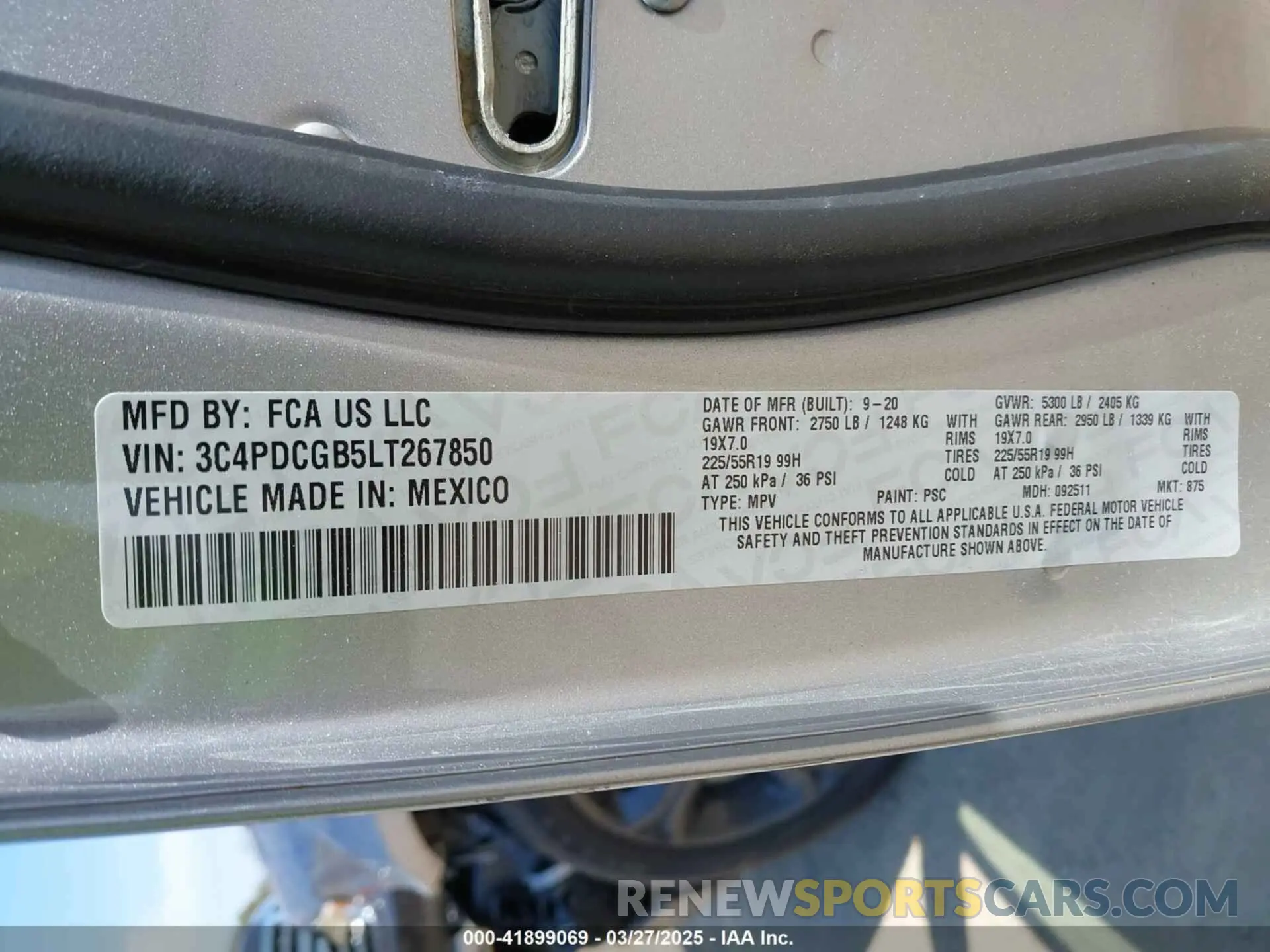 9 Фотография поврежденного автомобиля 3C4PDCGB5LT267850 DODGE JOURNEY 2020