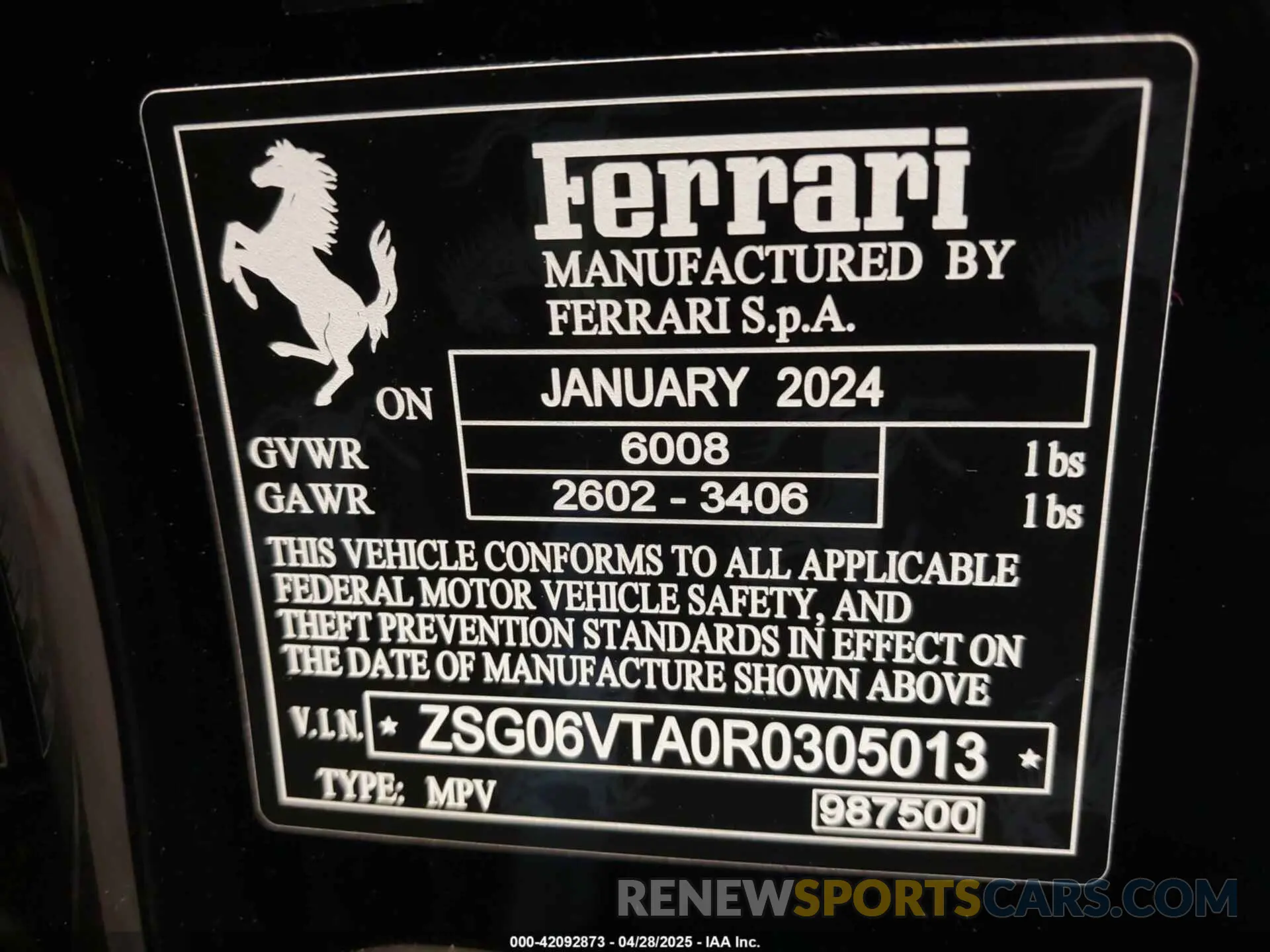 9 Фотография поврежденного автомобиля ZSG06VTA0R0305013 FERRARI PUROSANGUE 2024