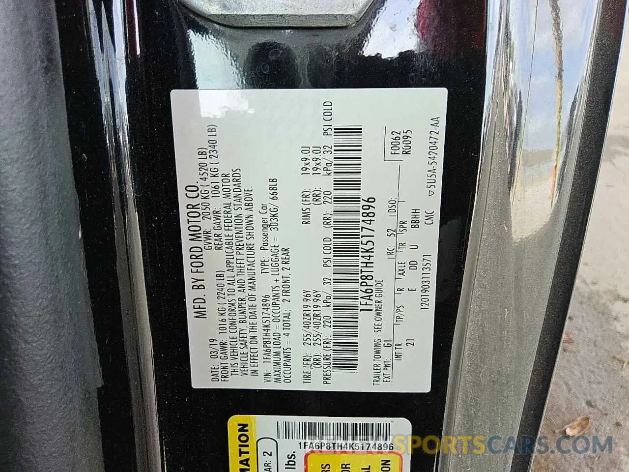 12 Фотография поврежденного автомобиля 1FA6P8TH4K5174896 FORD ALL Models 2019