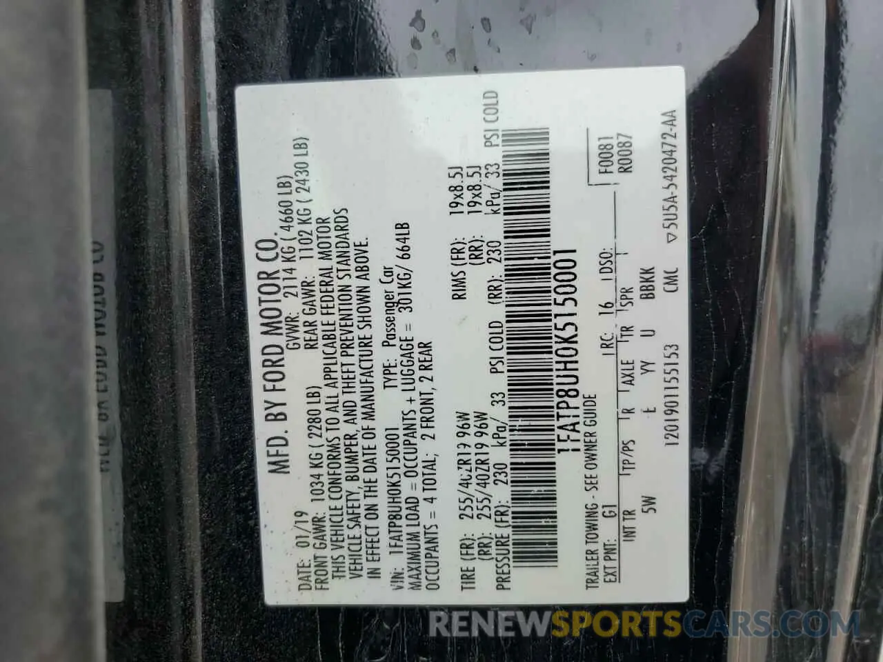 12 Фотография поврежденного автомобиля 1FATP8UH0K5150001 FORD ALL Models 2019