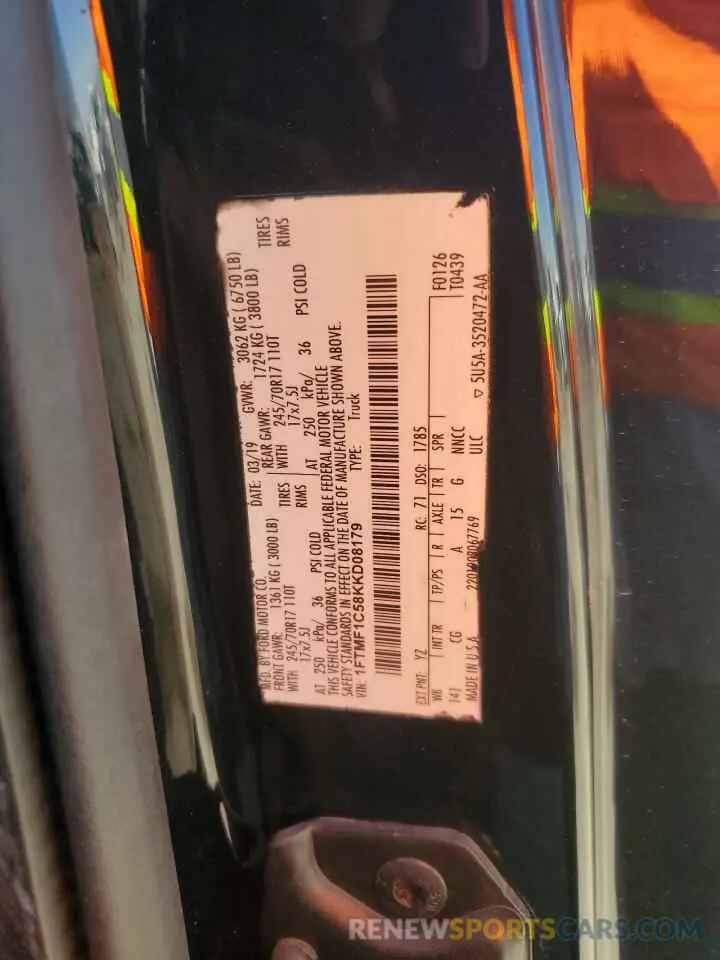 12 Photograph of a damaged car 1FTMF1C58KKD08179 FORD All Models 2019