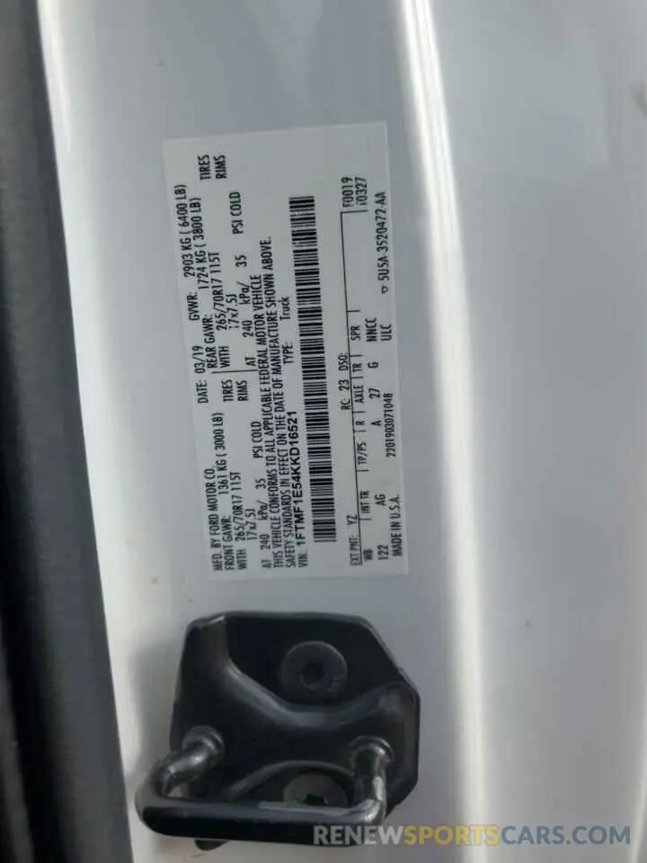 12 Фотография поврежденного автомобиля 1FTMF1E54KKD16521 FORD All Models 2019