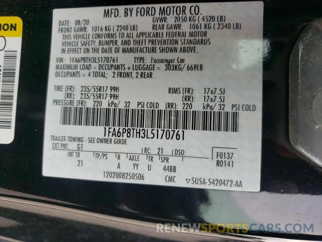 12 Фотография поврежденного автомобиля 1FA6P8TH3L5170761 FORD ALL Models 2020