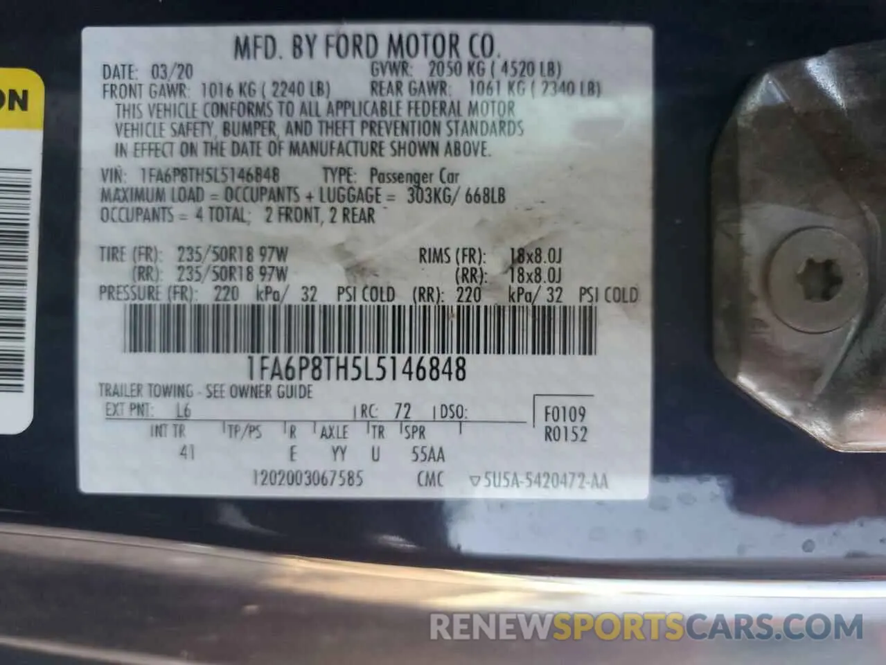 15 Photograph of a damaged car 1FA6P8TH5L5146848 FORD ALL Models 2020