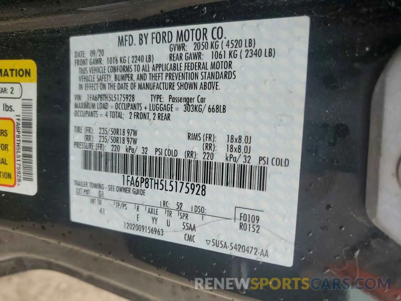 14 Фотография поврежденного автомобиля 1FA6P8TH5L5175928 FORD ALL Models 2020