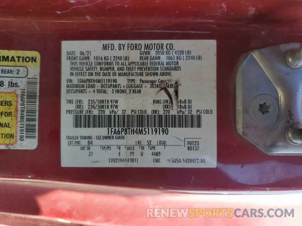 13 Photograph of a damaged car 1FA6P8TH4M5119190 FORD ALL Models 2021