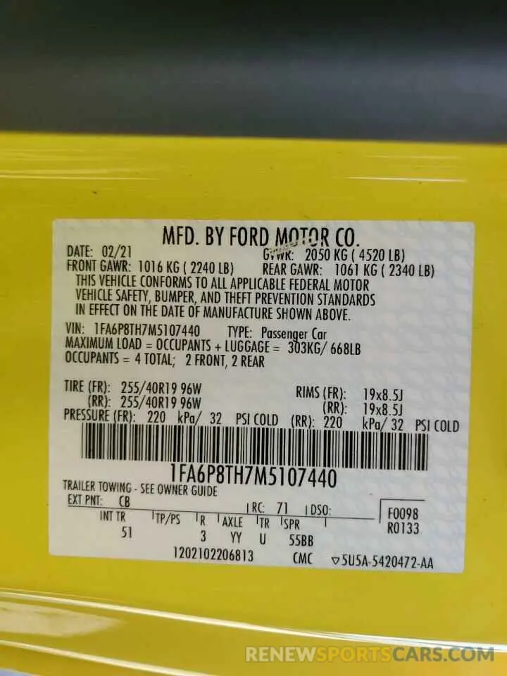 12 Фотография поврежденного автомобиля 1FA6P8TH7M5107440 FORD ALL Models 2021