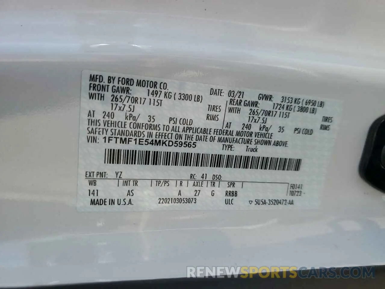 12 Фотография поврежденного автомобиля 1FTMF1E54MKD59565 FORD All Models 2021