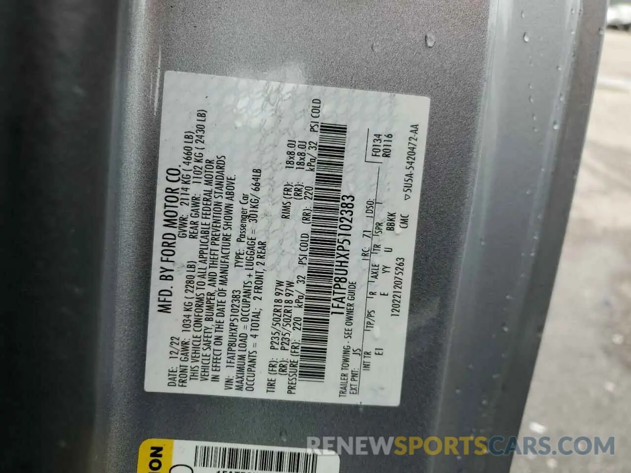 13 Фотография поврежденного автомобиля 1FATP8UHXP5102383 FORD ALL Models 2023
