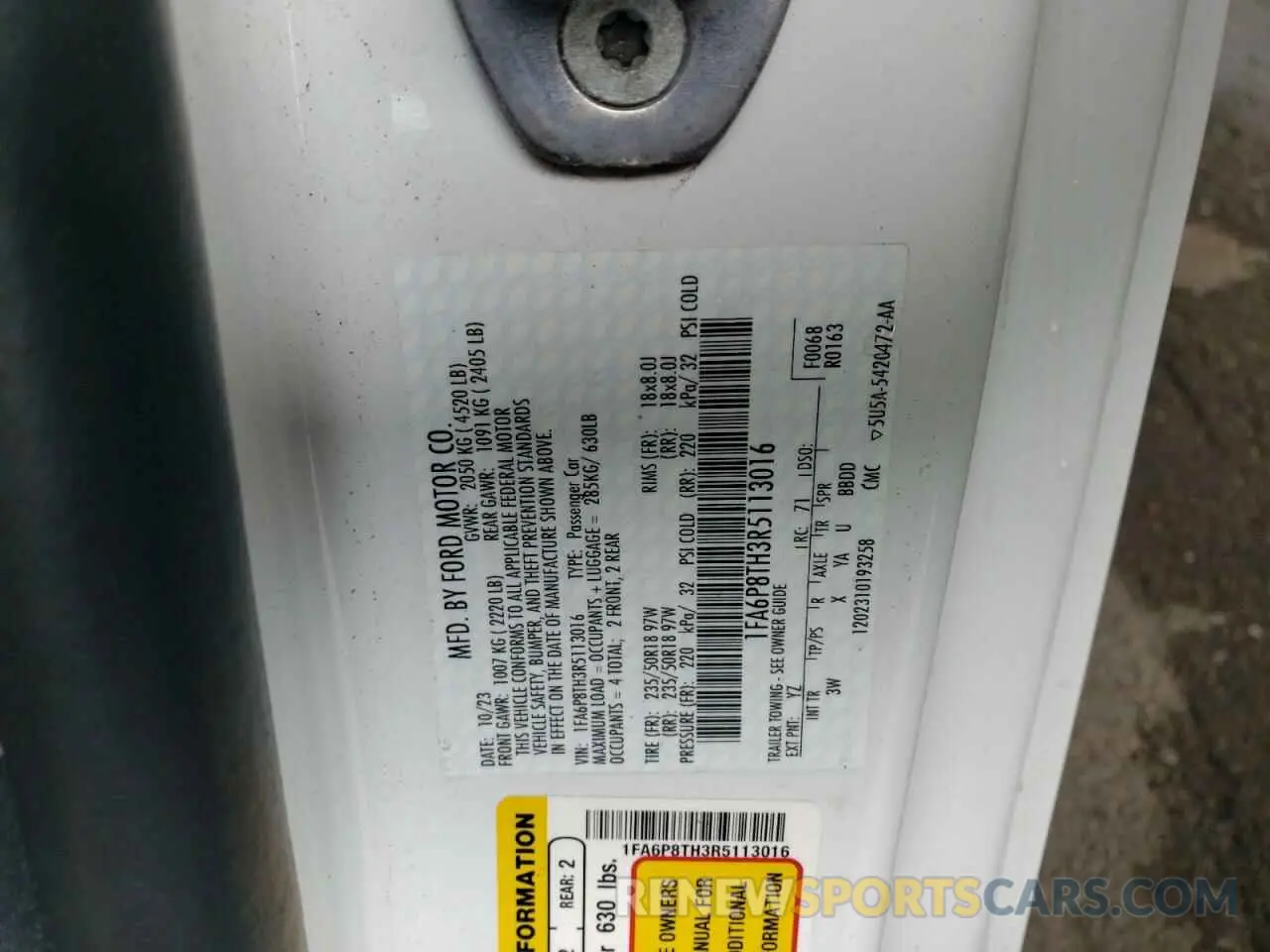 13 Фотография поврежденного автомобиля 1FA6P8TH3R5113016 FORD ALL Models 2024