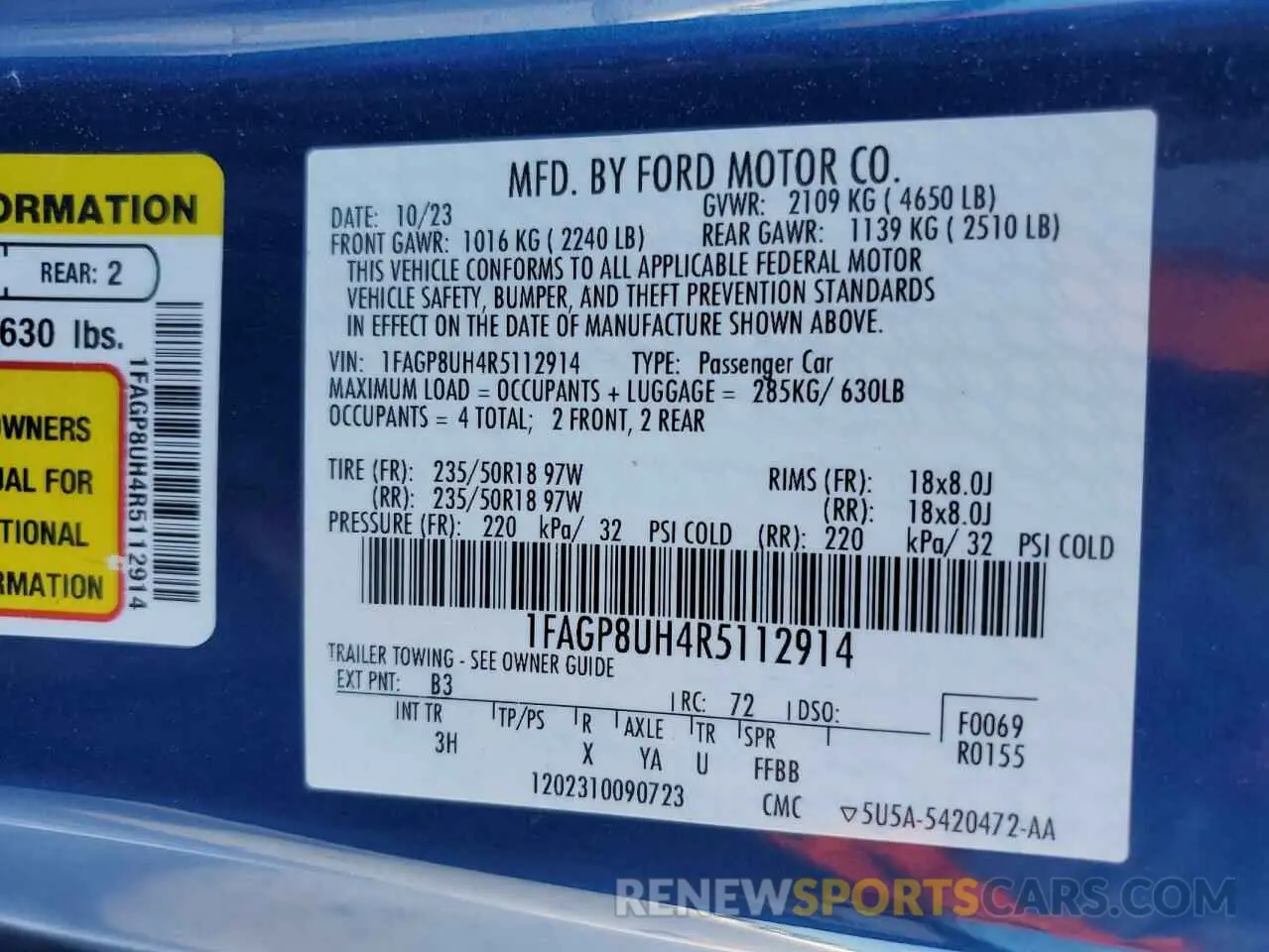 12 Фотография поврежденного автомобиля 1FAGP8UH4R5112914 FORD ALL Models 2024