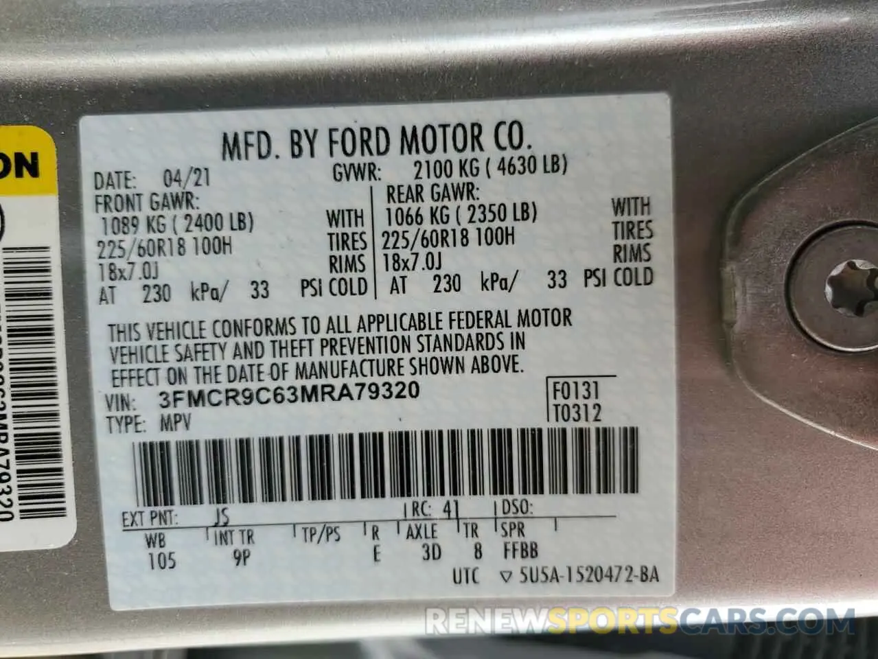 13 Фотография поврежденного автомобиля 3FMCR9C63MRA79320 FORD BRONCO 2021