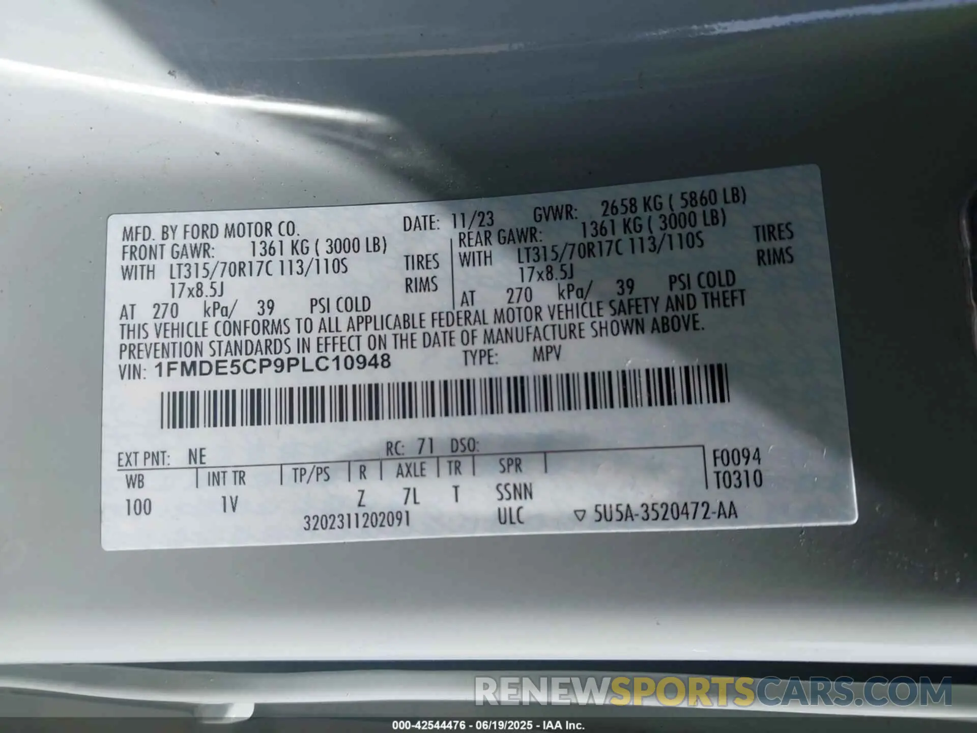 9 Фотография поврежденного автомобиля 1FMDE5CP9PLC10948 FORD BRONCO 2023