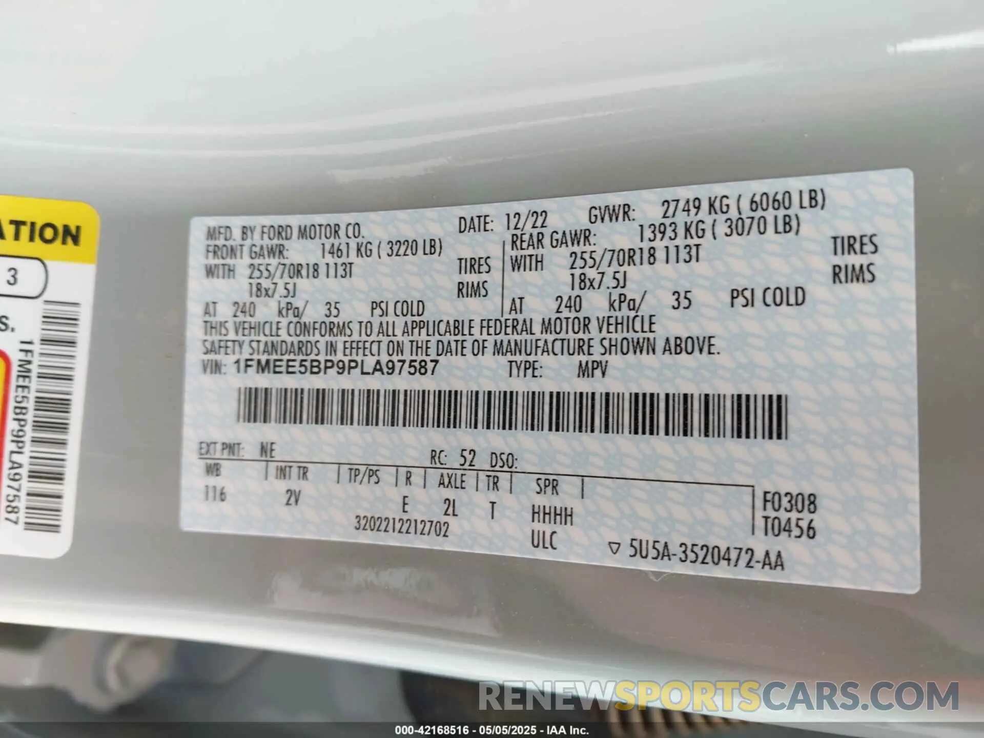9 Фотография поврежденного автомобиля 1FMEE5BP9PLA97587 FORD BRONCO 2023