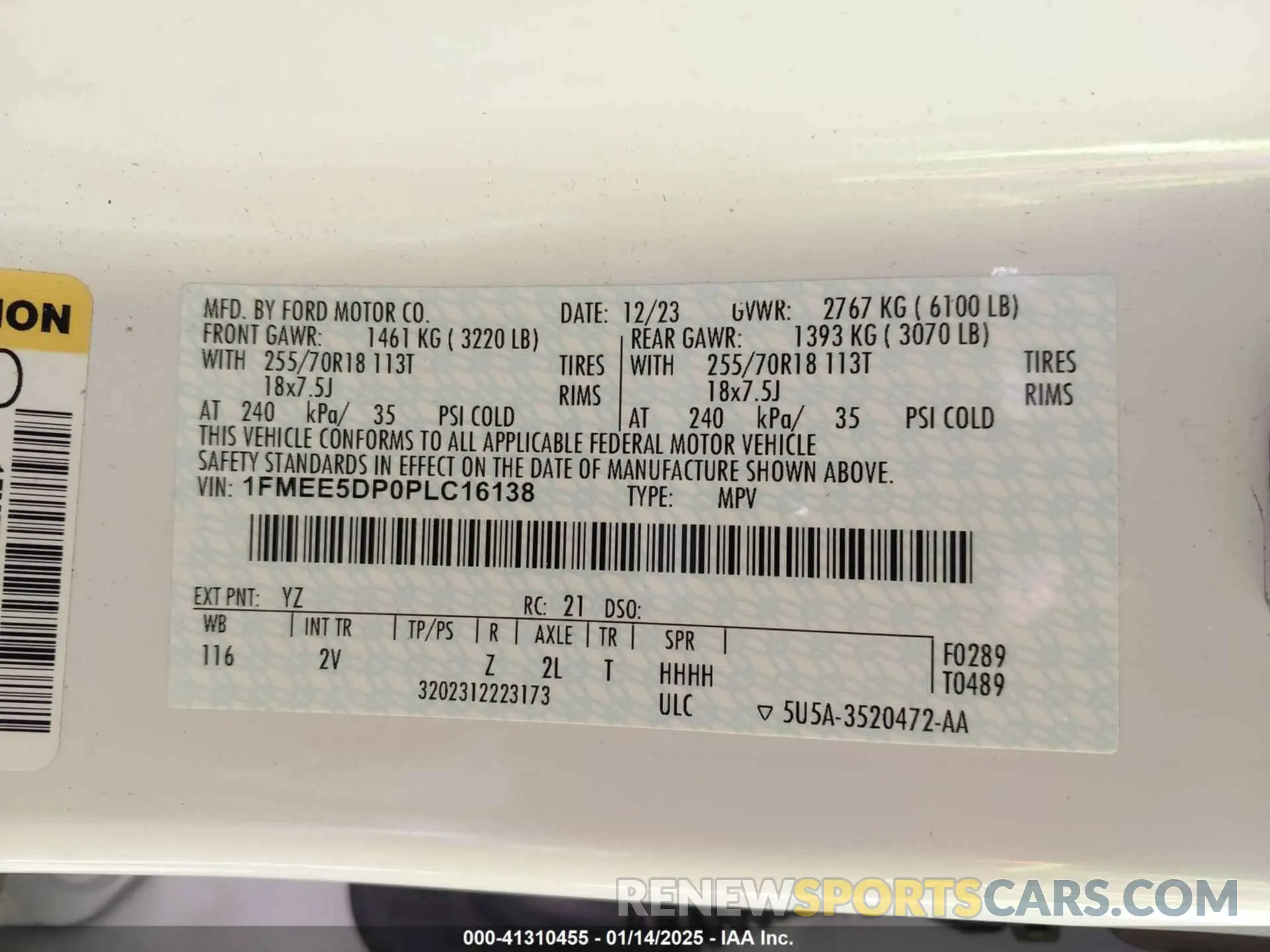 9 Photograph of a damaged car 1FMEE5DP0PLC16138 FORD BRONCO 2023