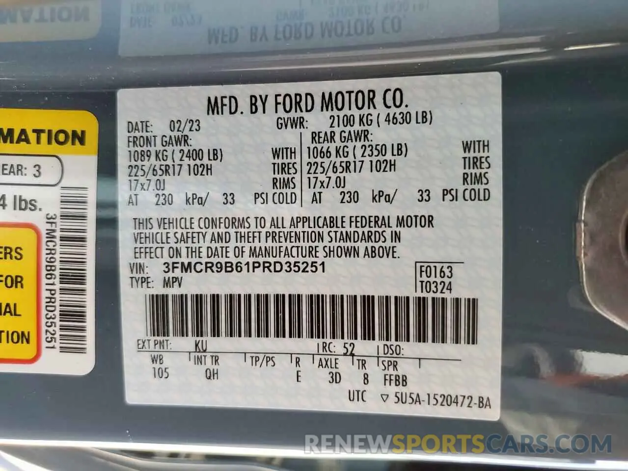 13 Фотография поврежденного автомобиля 3FMCR9B61PRD35251 FORD BRONCO 2023