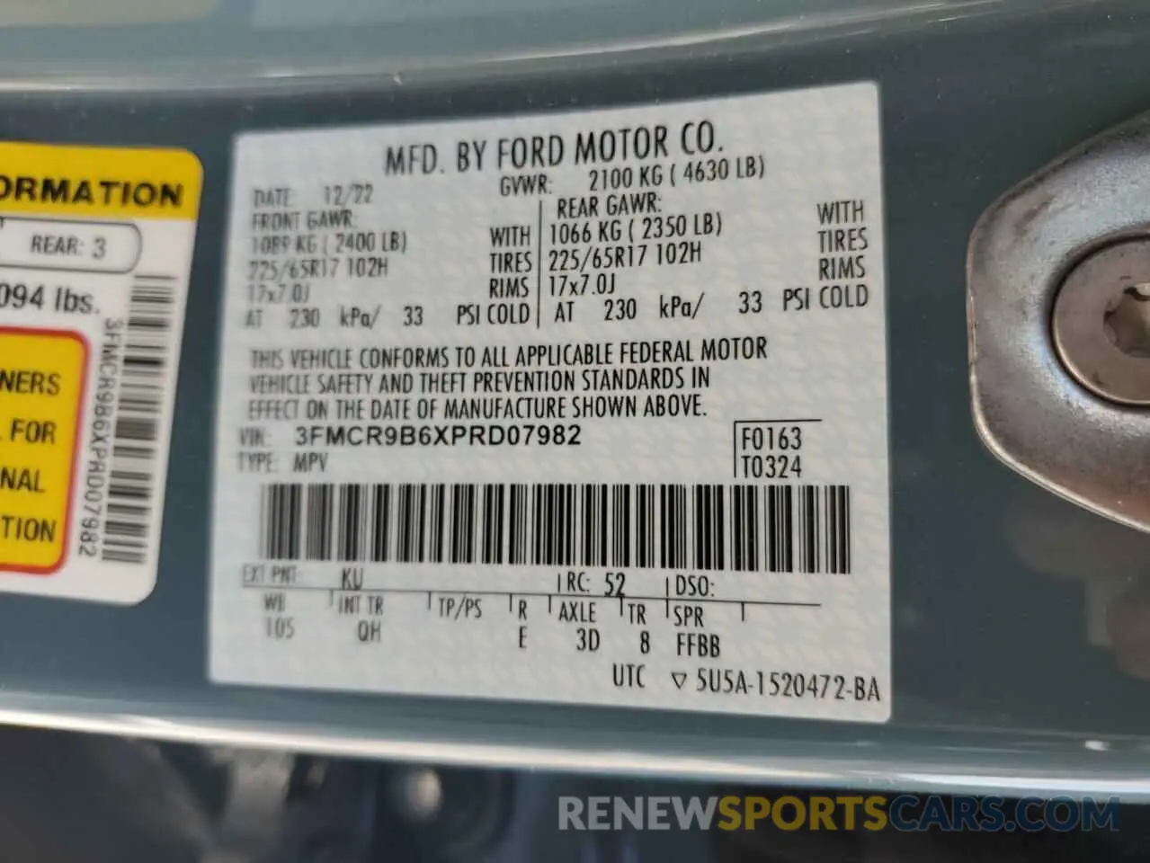 13 Photograph of a damaged car 3FMCR9B6XPRD07982 FORD BRONCO 2023