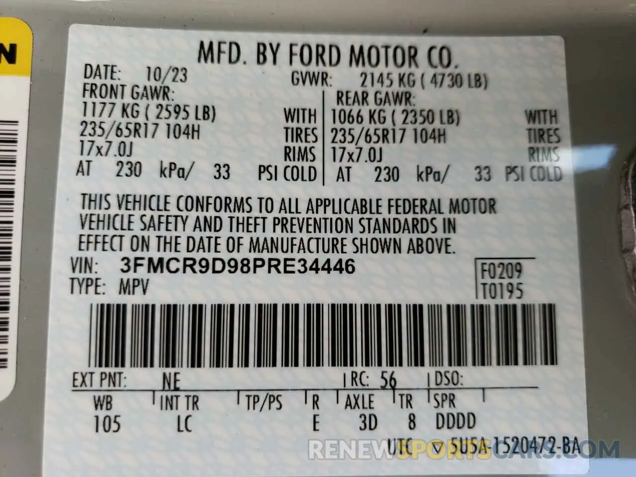 14 Photograph of a damaged car 3FMCR9D98PRE34446 FORD BRONCO 2023