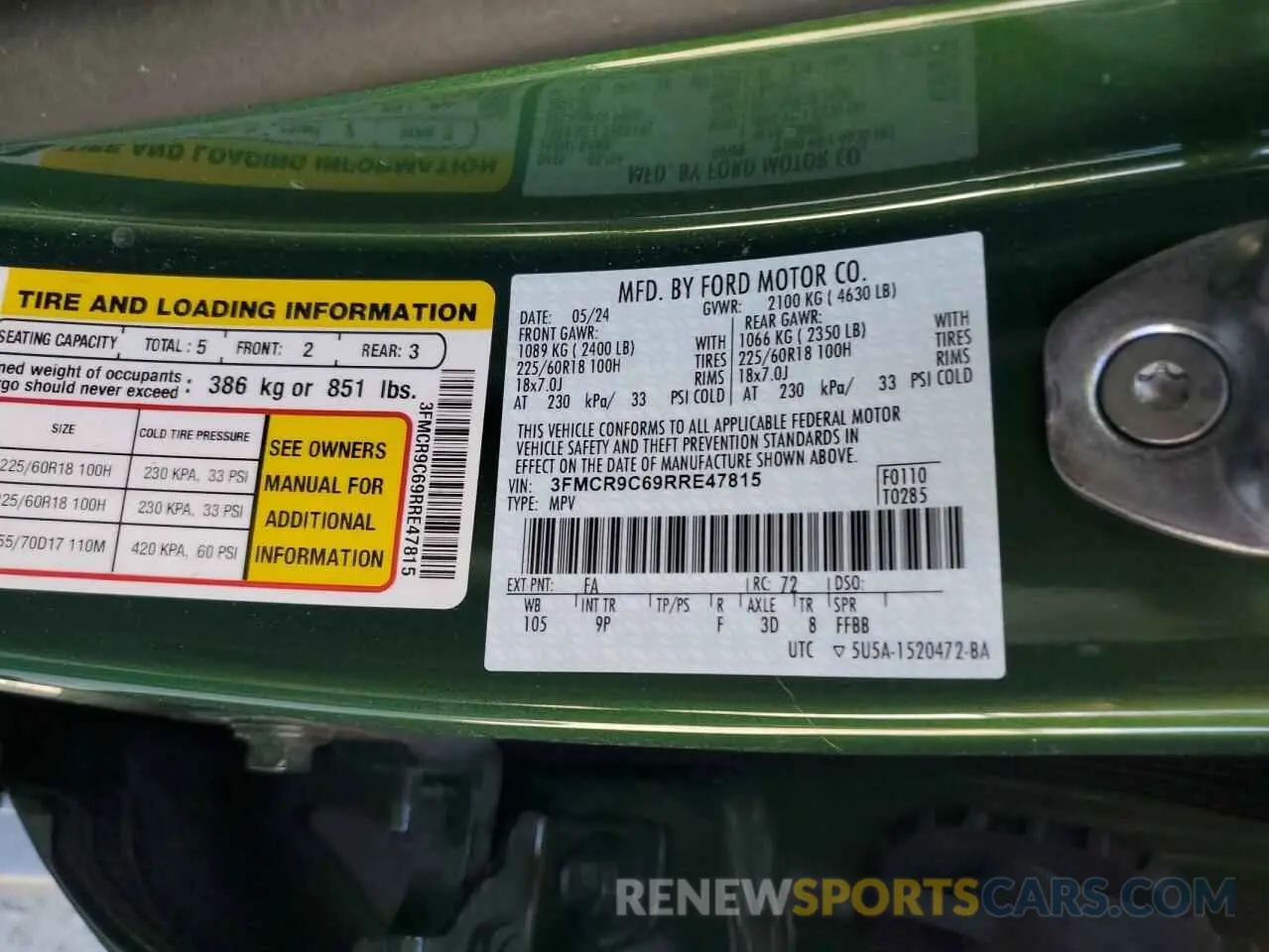 13 Photograph of a damaged car 3FMCR9C69RRE47815 FORD BRONCO 2024