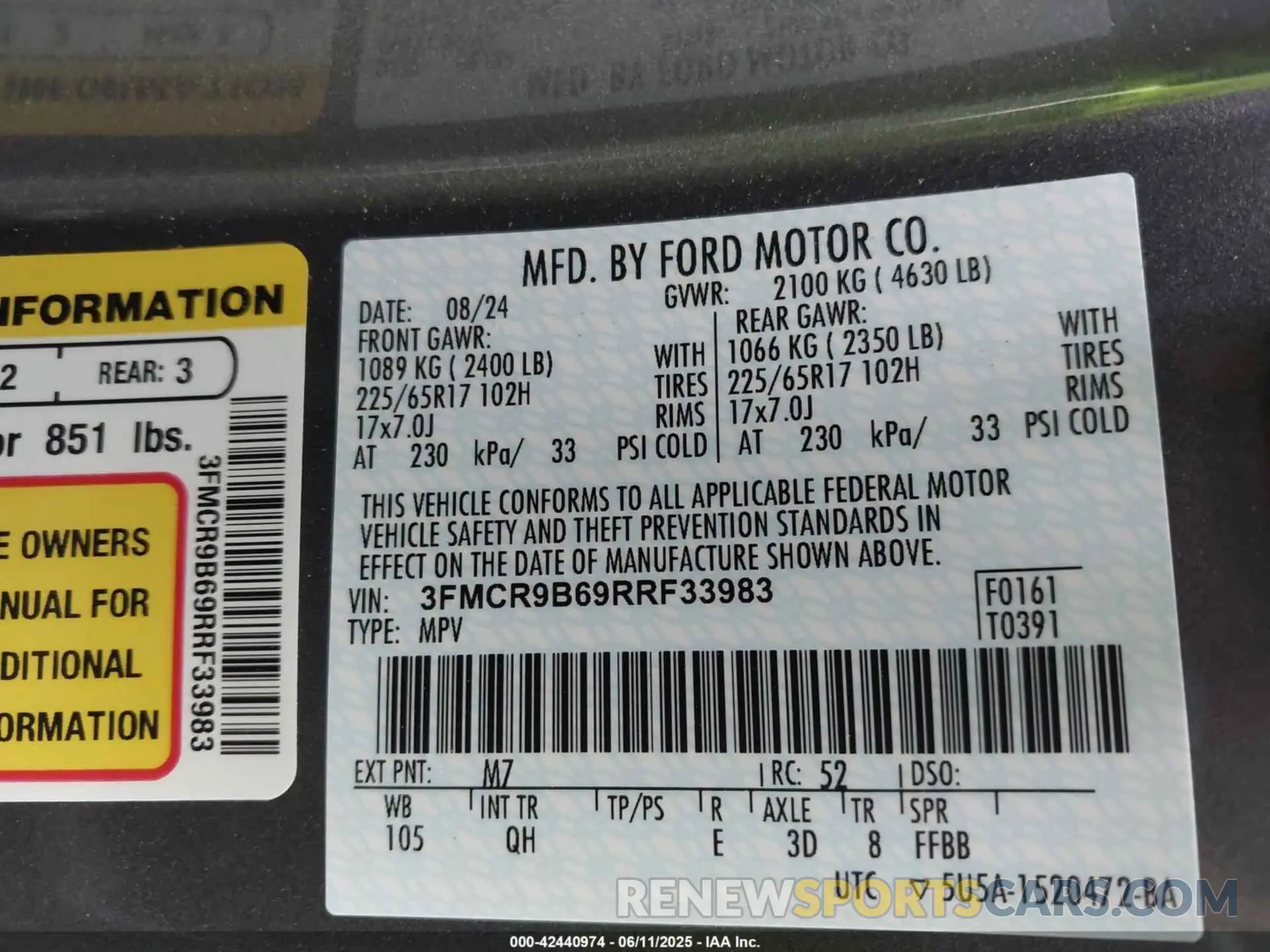 9 Photograph of a damaged car 3FMCR9B69RRF33983 FORD BRONCO SPORT 2024