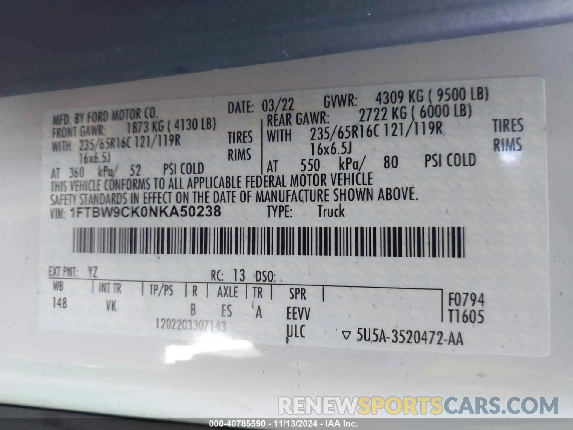 9 Photograph of a damaged car 1FTBW9CK0NKA50238 FORD E-TRANSIT-350 CARGO VAN 2022