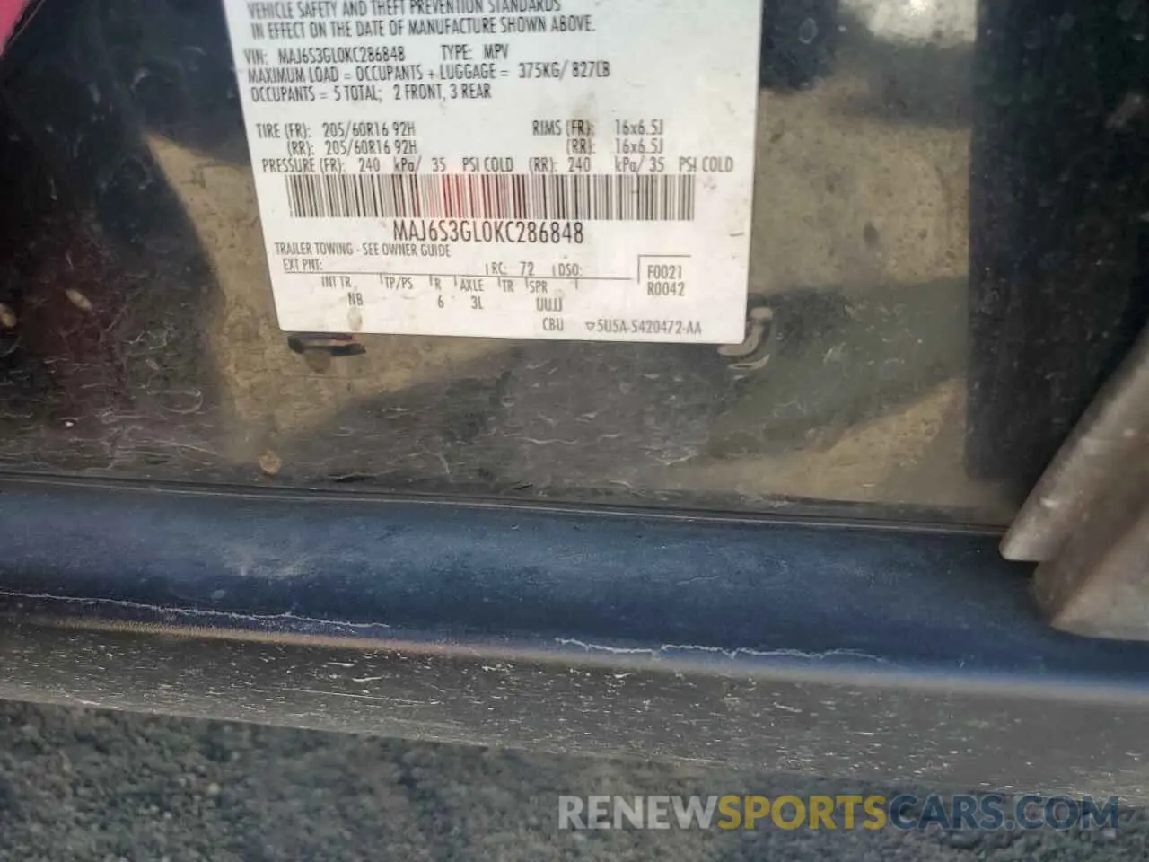 14 Photograph of a damaged car MAJ6S3GL0KC286848 FORD ECOSPORT 2019